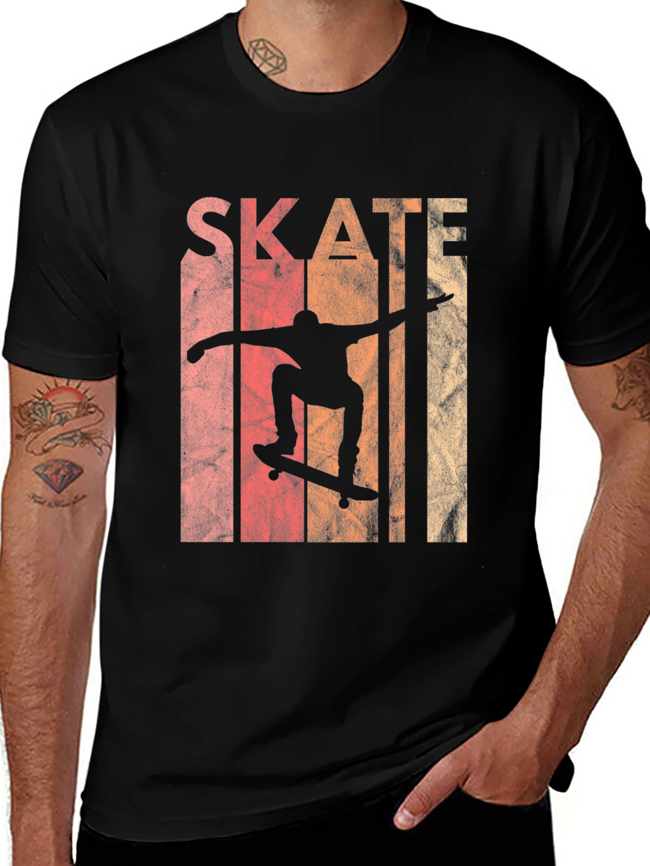 Variant 18 of Retro Skateboarding T-Shirt - Black Tee