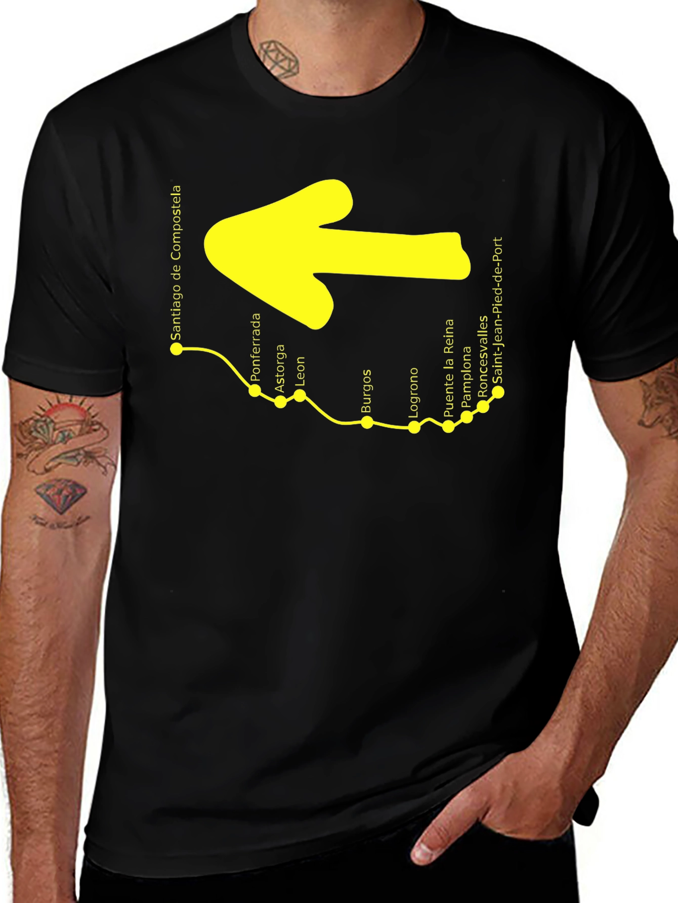 Camino de Santiago T-Shirt - Yellow Arrow Route