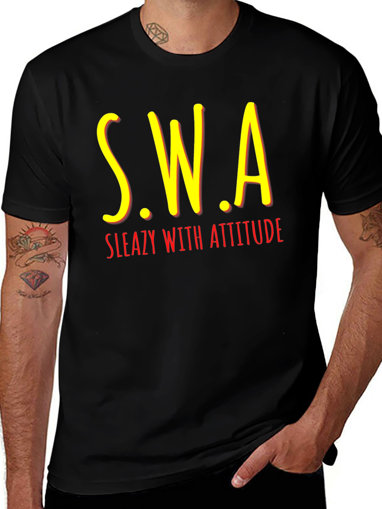 Variant 24 of S.W.A Sleazy With Attitude Black T-Shirt