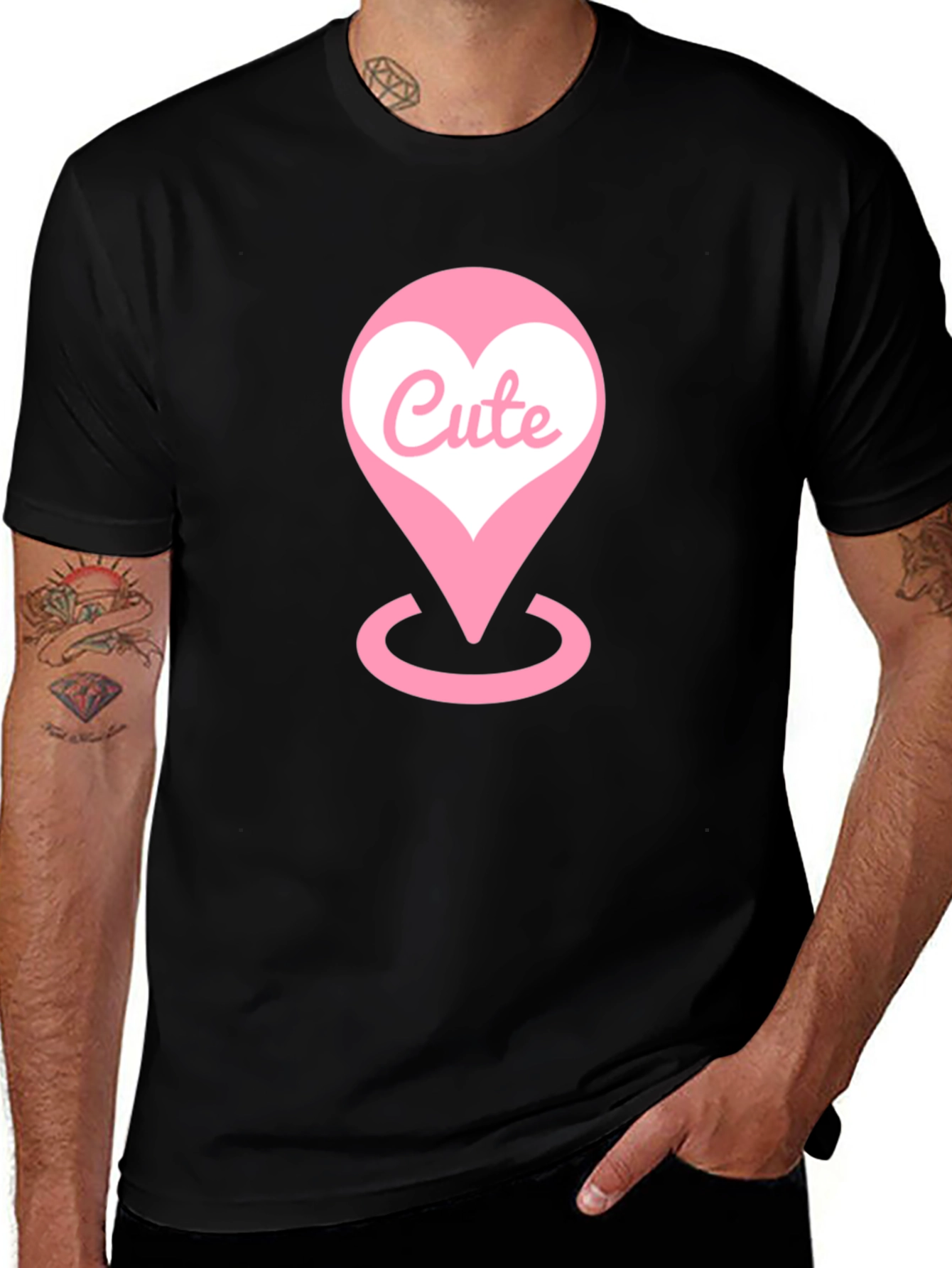 Cute Location Heart Black T-Shirt