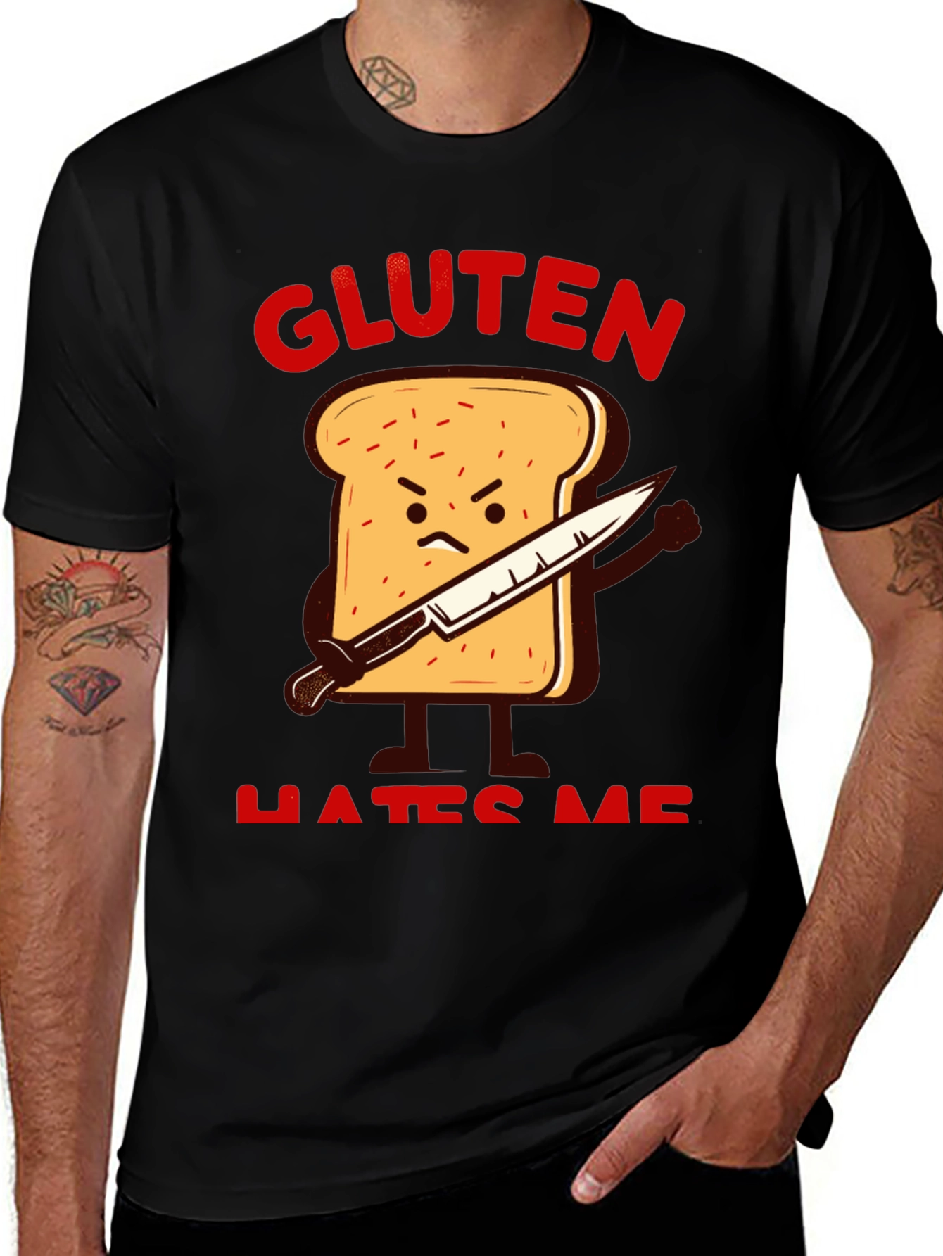 Variant 29 of Gluten Hates Me Funny Graphic T-Shirt