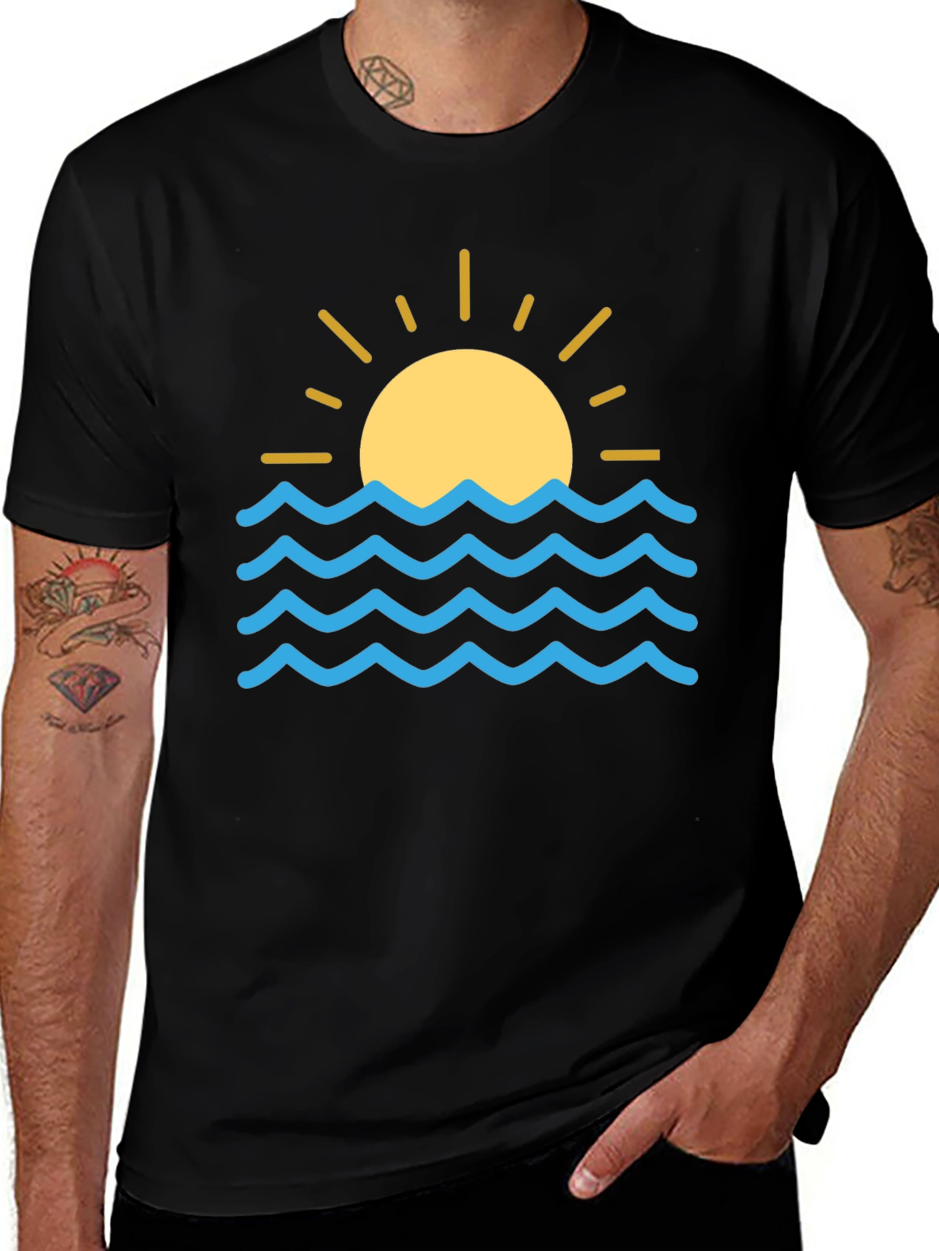 Variant 24 of Summer Vibes T-Shirt - Sun and Waves Design