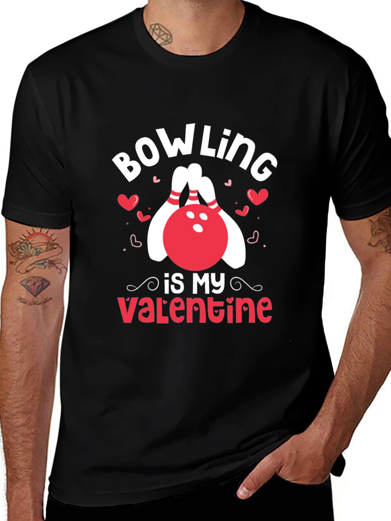 Variant 23 of Bowling Is My Valentine Black T-Shirt