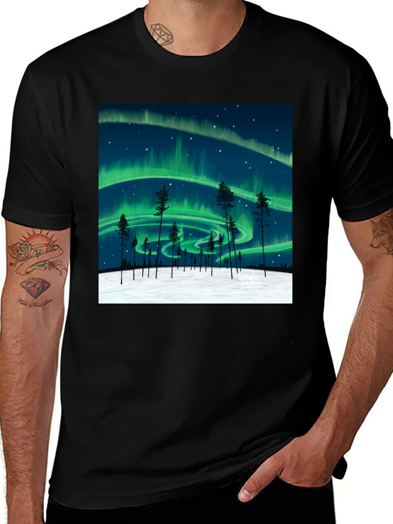 Aurora Borealis Graphic T-Shirt - Northern Lights Design
