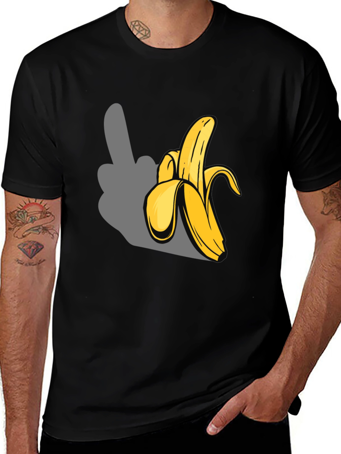 Variant 19 of Banana Finger Gesture Graphic T-Shirt - Novelty Tee