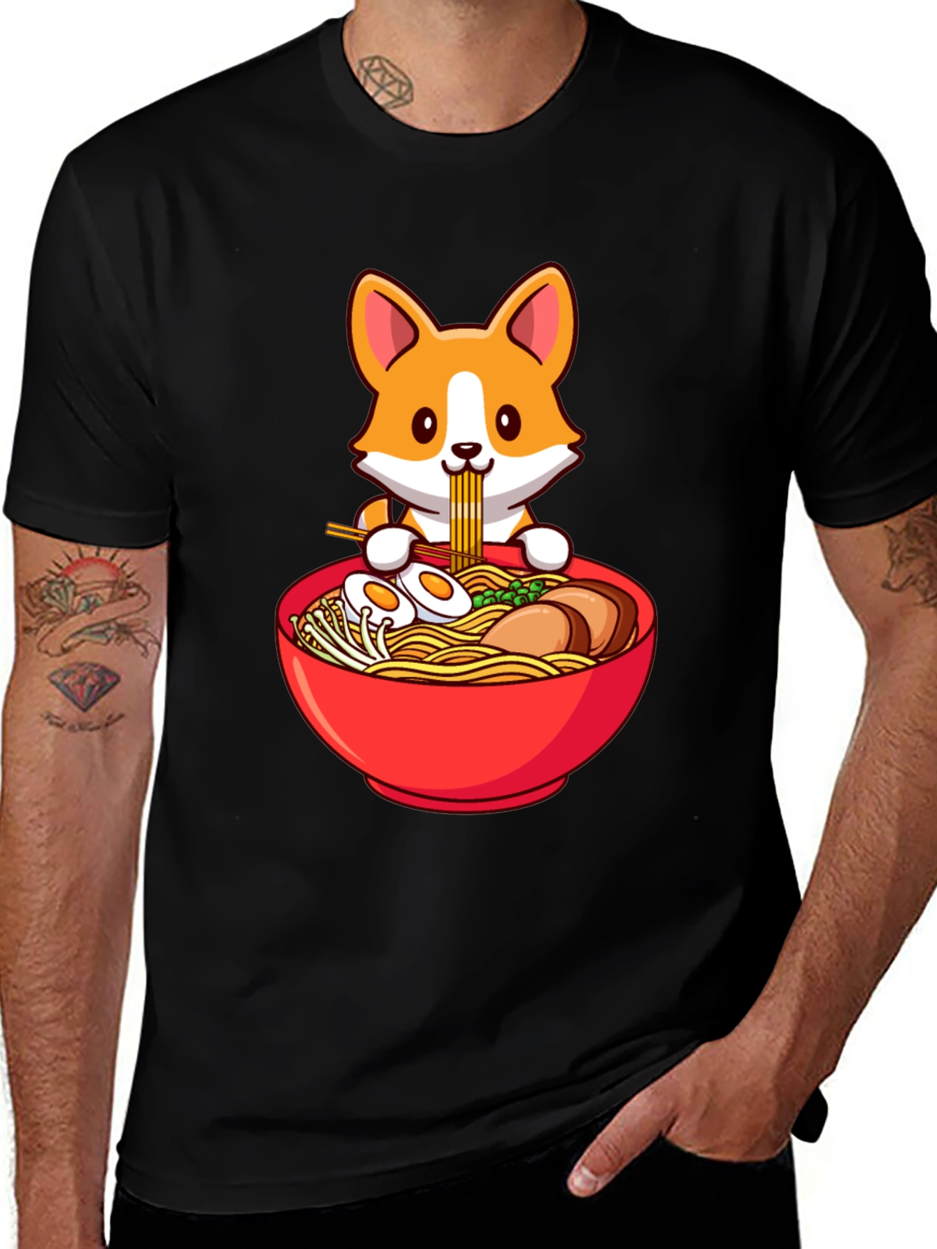 Variant 18 of Corgi Ramen T-Shirt - Cute Noodle Lover Tee