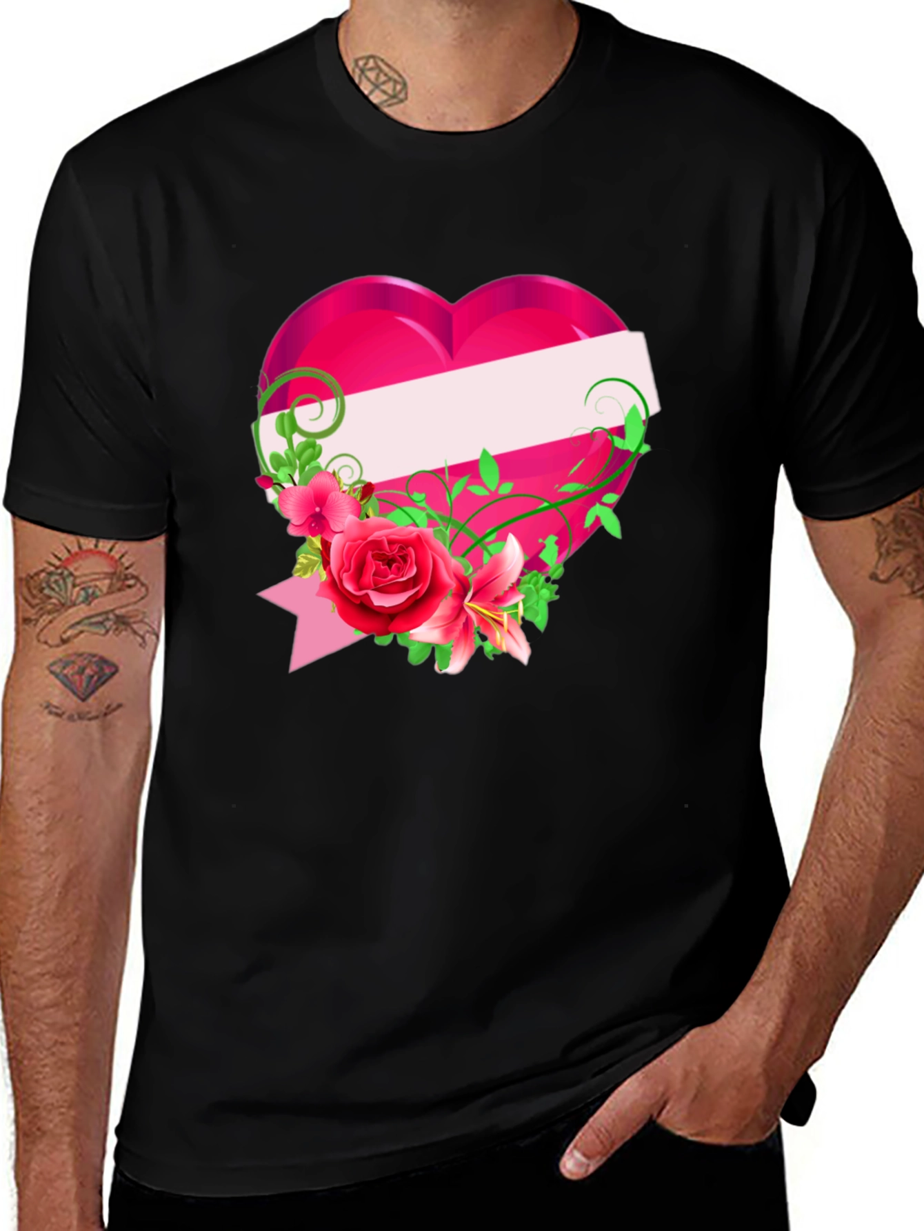 Variant 7 of Floral Heart Graphic T-Shirt