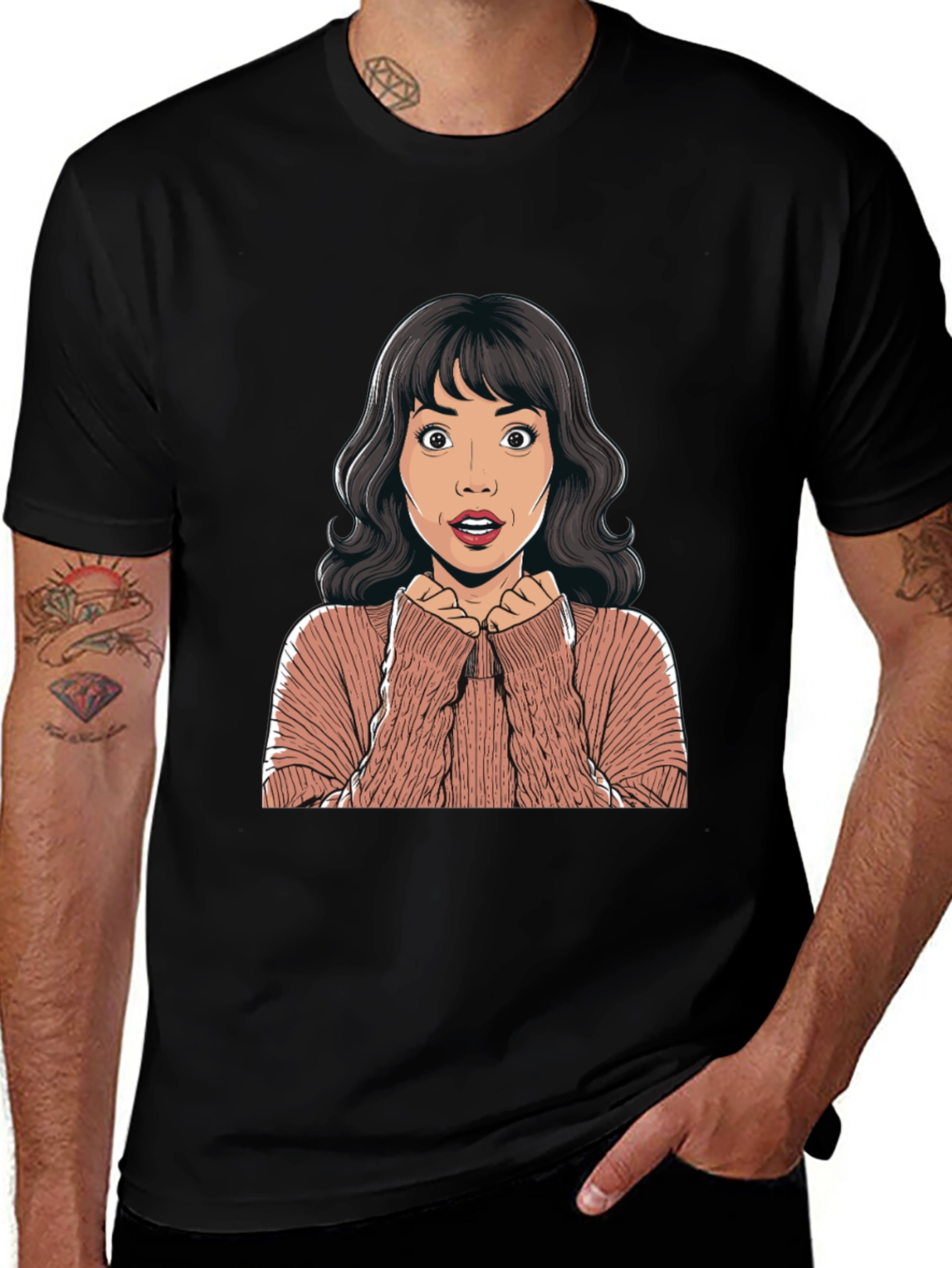 Variant 27 of Surprised Cartoon Woman Graphic Tee