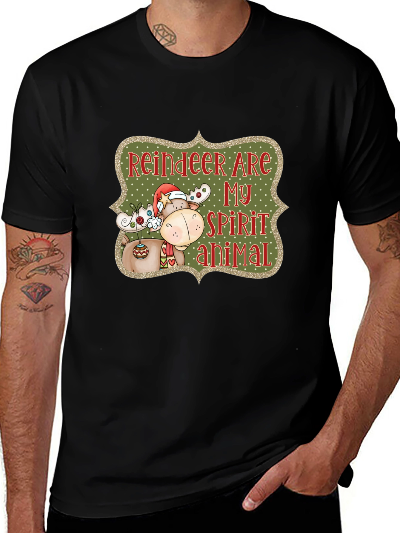 Variant 23 of Reindeer Spirit Animal Christmas Graphic Tee