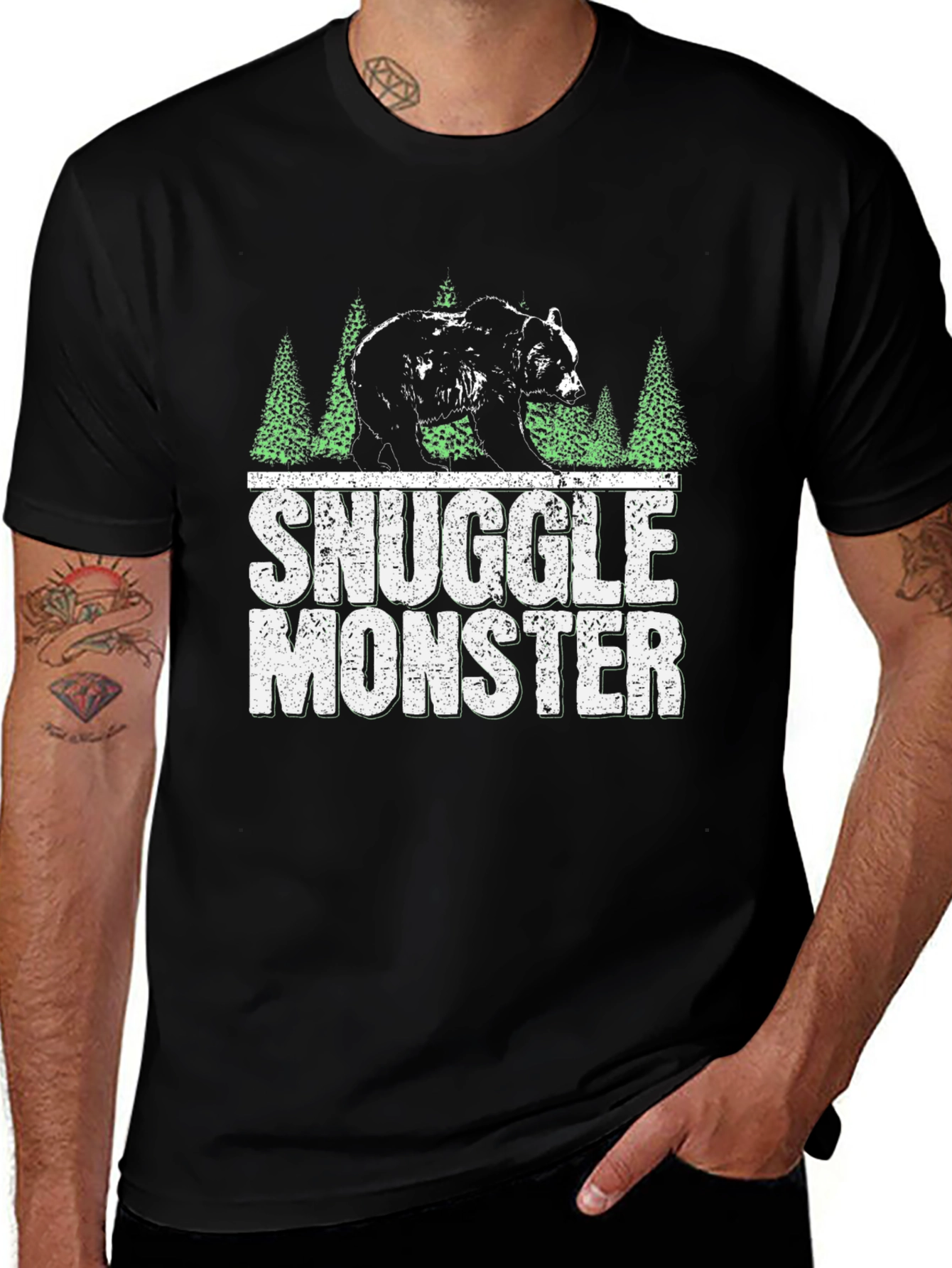 Variant 22 of Snuggle Monster Graphic Tee - Bear Forest Design