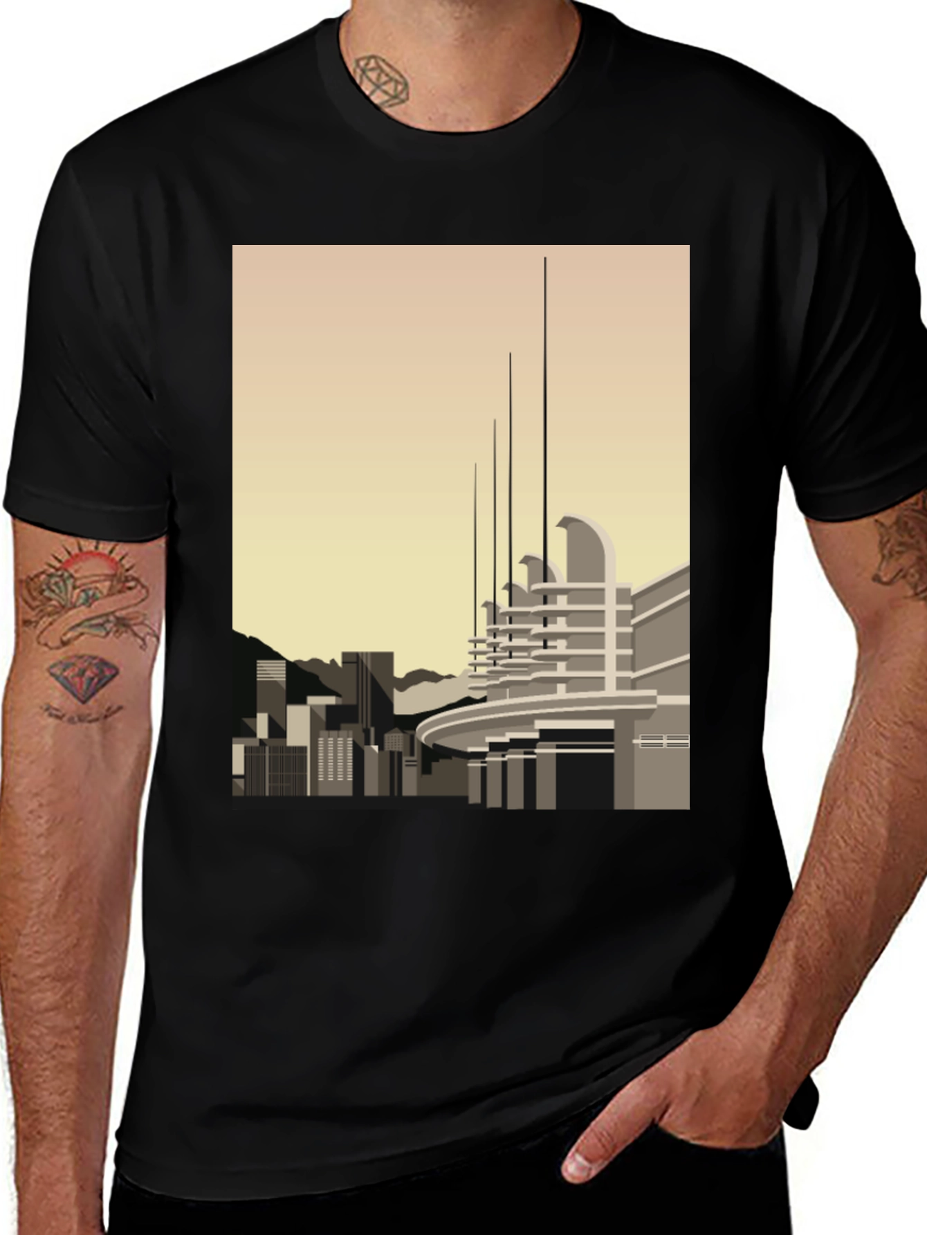 Cityscape Graphic Tee - Modern Art T-Shirt