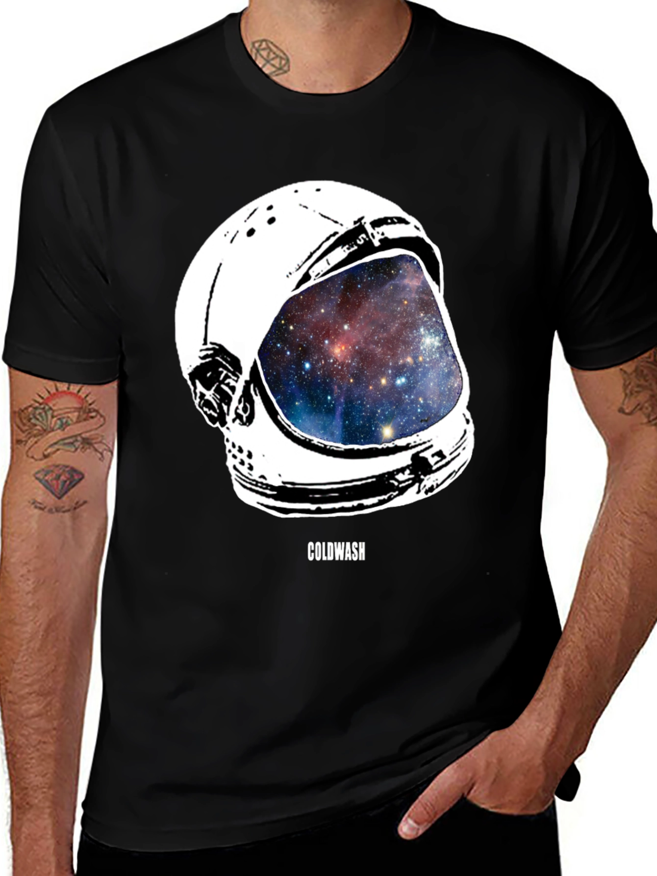 Astronaut Helmet Galaxy Graphic T-Shirt