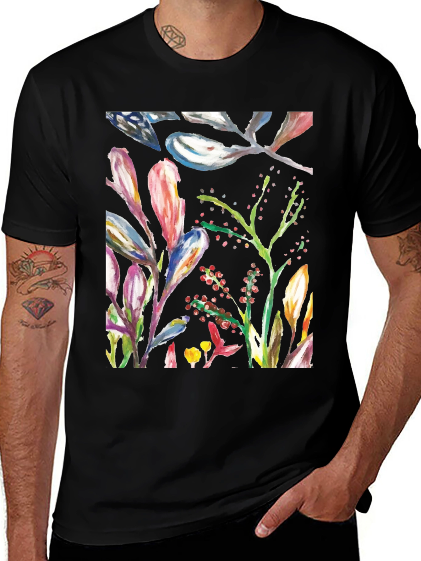 Variant 19 of Floral Watercolor T-Shirt - Abstract Botanical Design