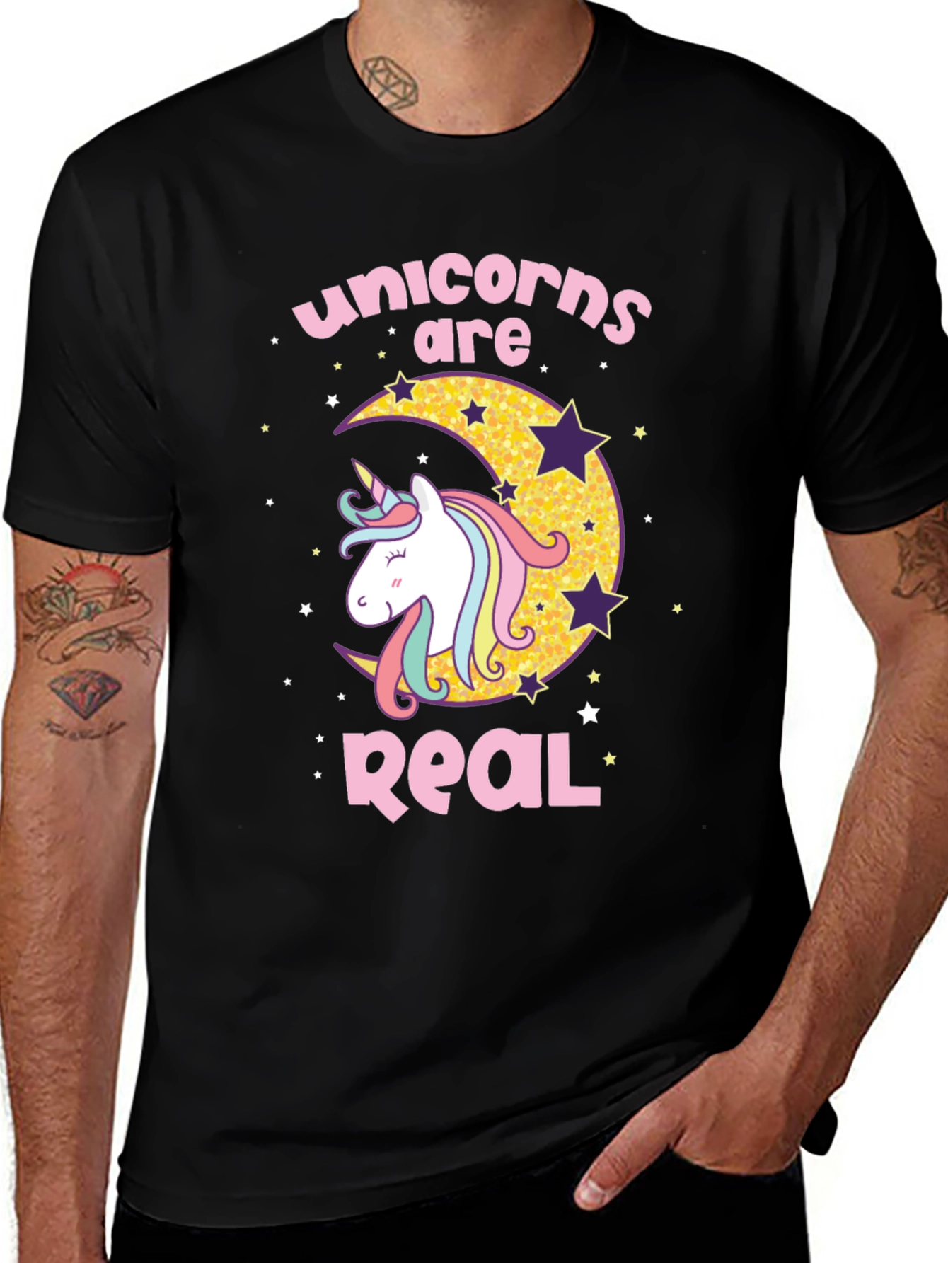 Variant 12 of Unicorns Are Real T-Shirt - Black Novelty Tee