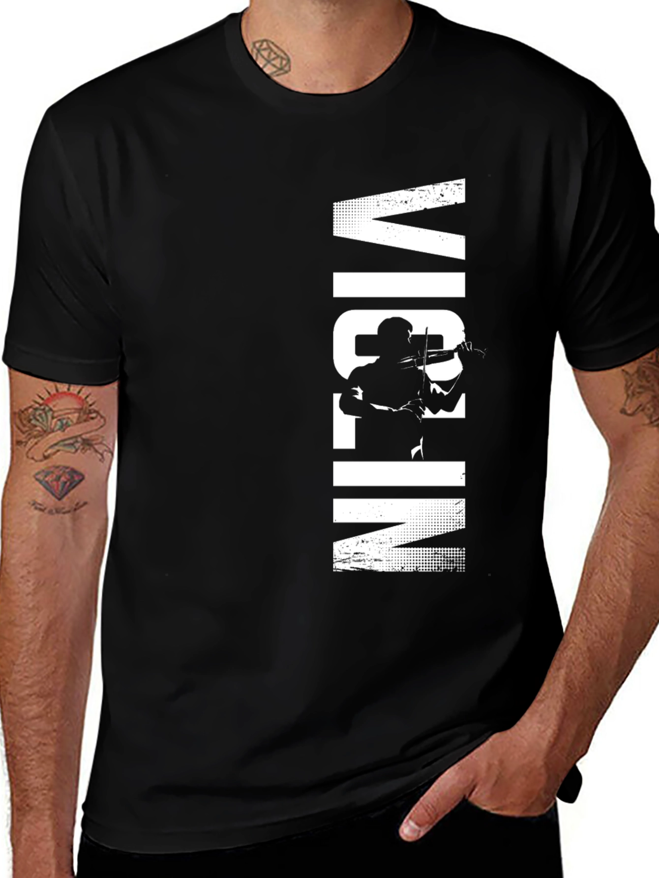 Variant 14 of Violin Player Graphic Tee - Black
