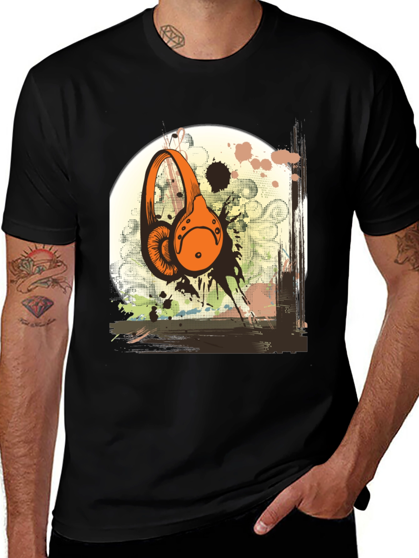 Variant 30 of Stylish Black T-Shirt with Headphone Graphic Design
