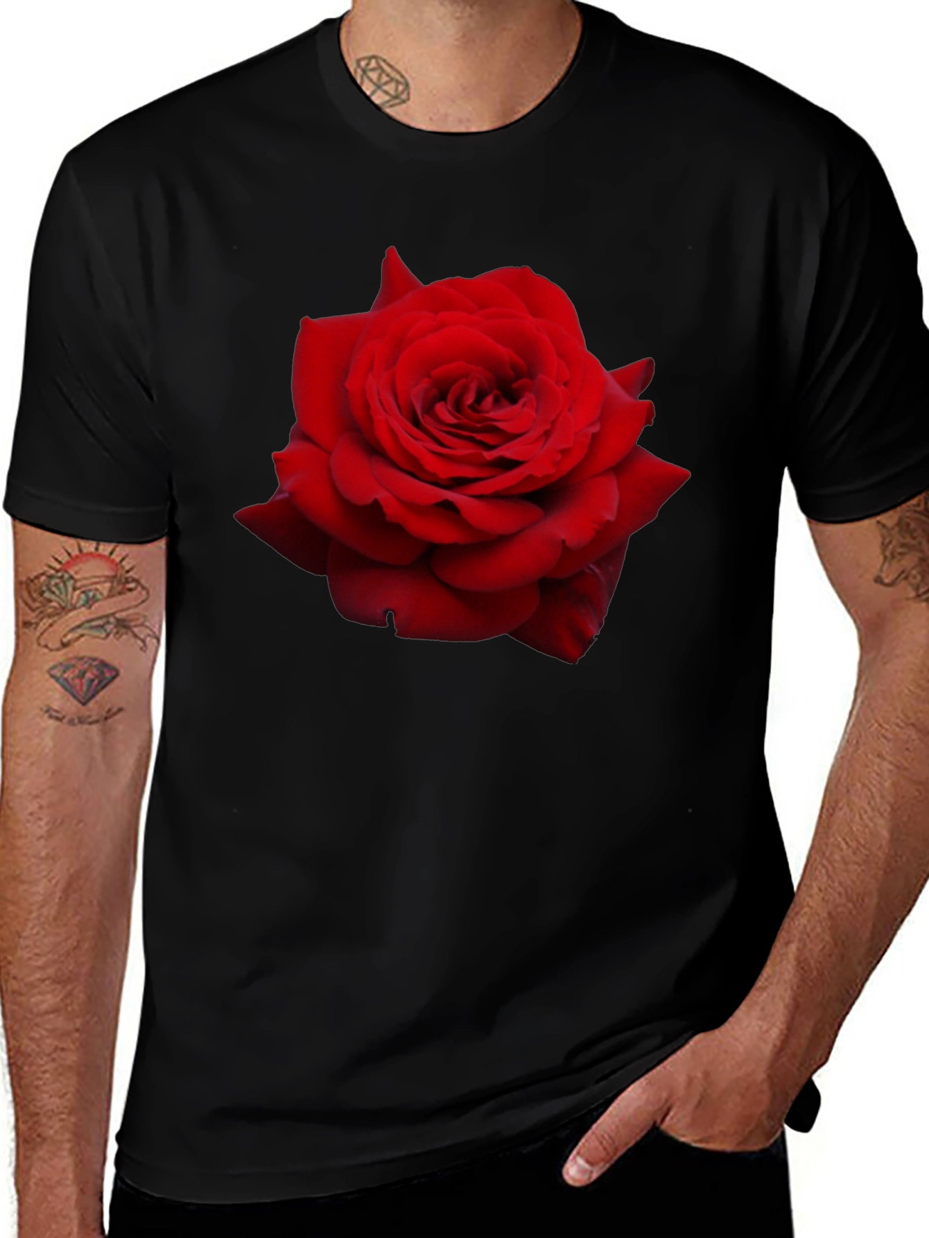 Variant 28 of Red Rose Graphic T-Shirt - Floral Statement Tee