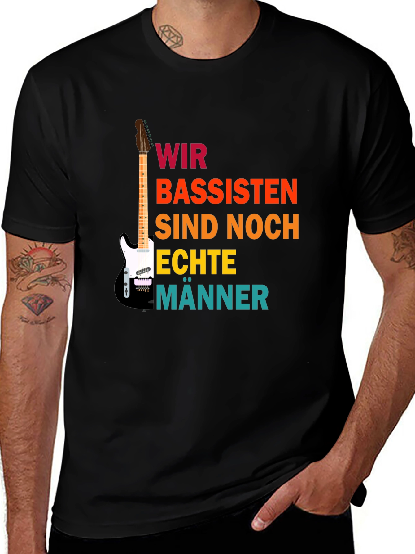 Variant 13 of Bassist Men's Graphic T-Shirt - "Wir Bassisten Sind Noch Echte Männer"