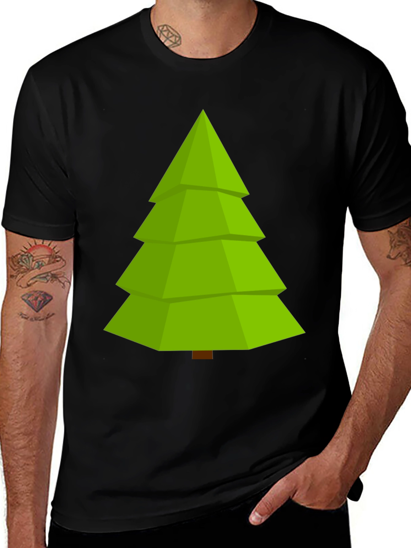 Black Christmas Tree Graphic Tee - Holiday Style main image