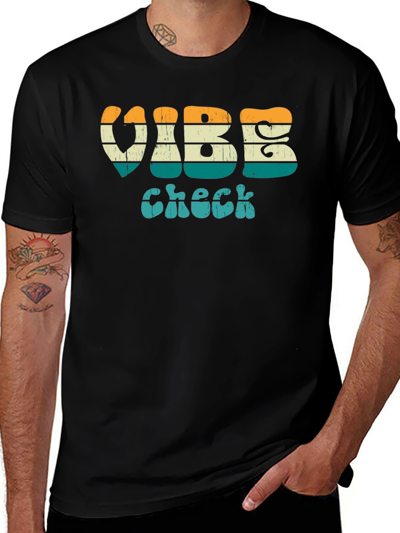 Variant 26 of Vibe Check Retro Style Black T-Shirt