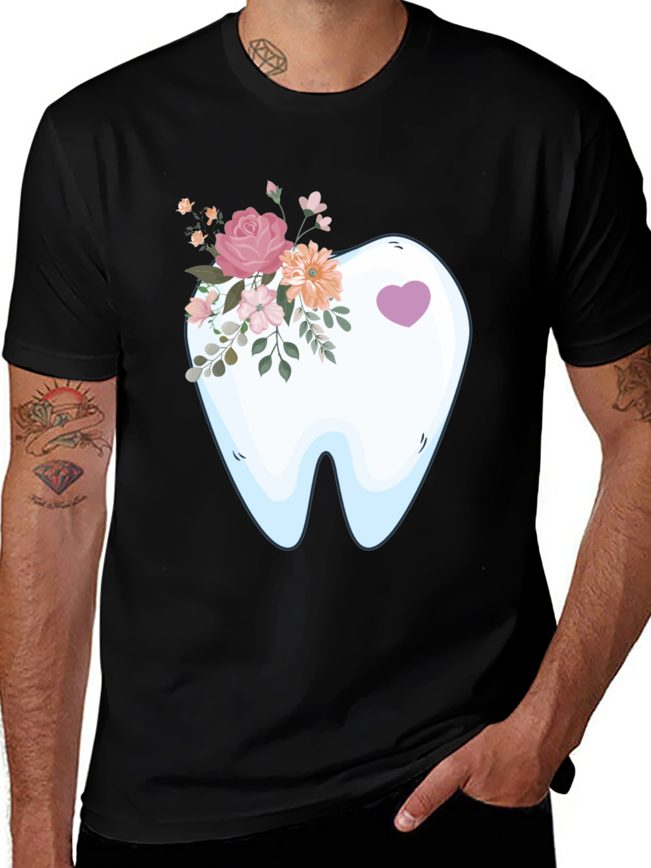Variant 26 of Floral Tooth Graphic Tee - Dentist Gift Idea