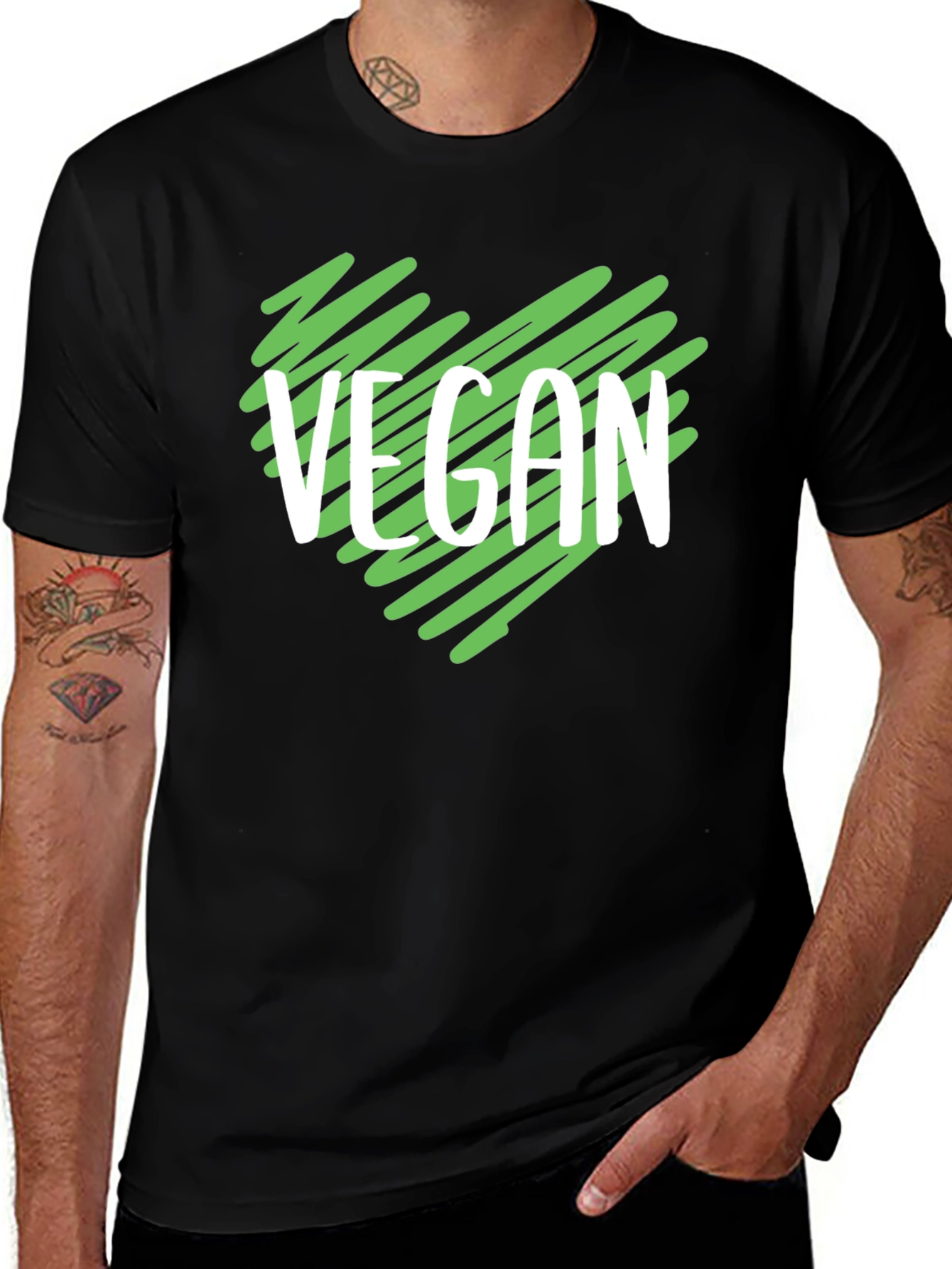 Variant 9 of Vegan Heart T-Shirt - Black