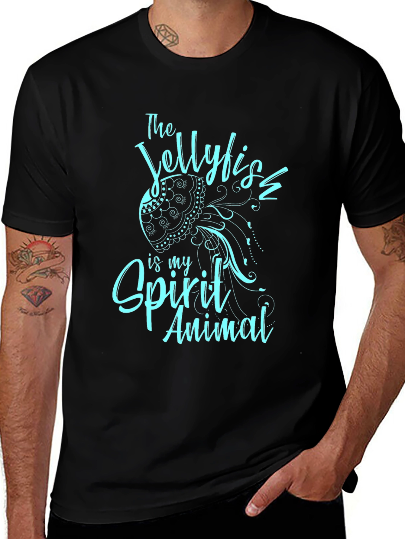Variant 3 of Jellyfish Spirit Animal T-Shirt - Black Graphic Tee