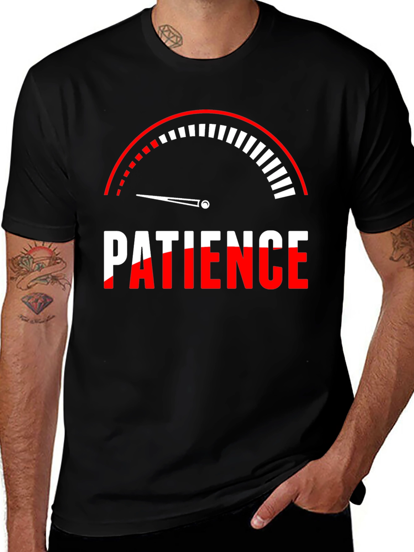 Variant 30 of Patience Gauge Graphic T-Shirt - Black Cotton Tee
