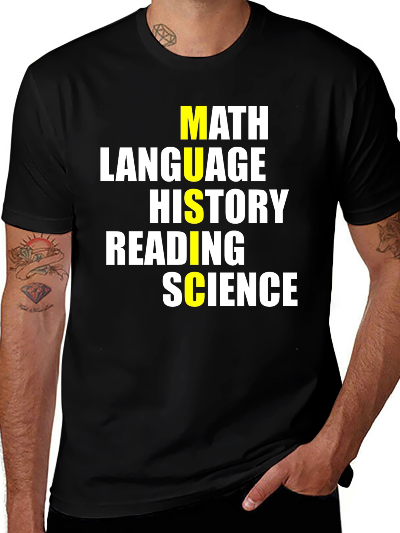 Variant 29 of School Subjects T-Shirt - Math, Language, Science