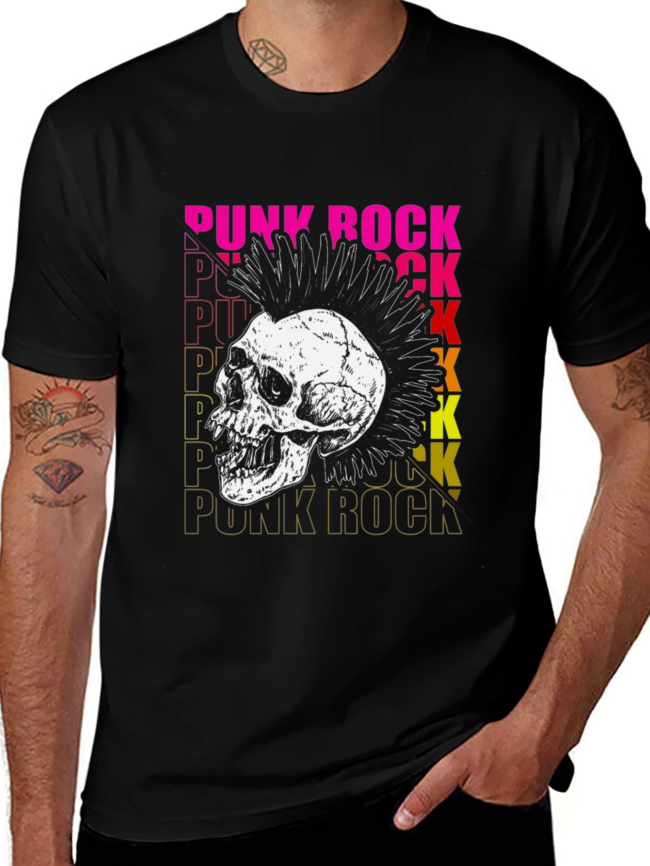 Variant 4 of Punk Rock Skull Graphic T-Shirt