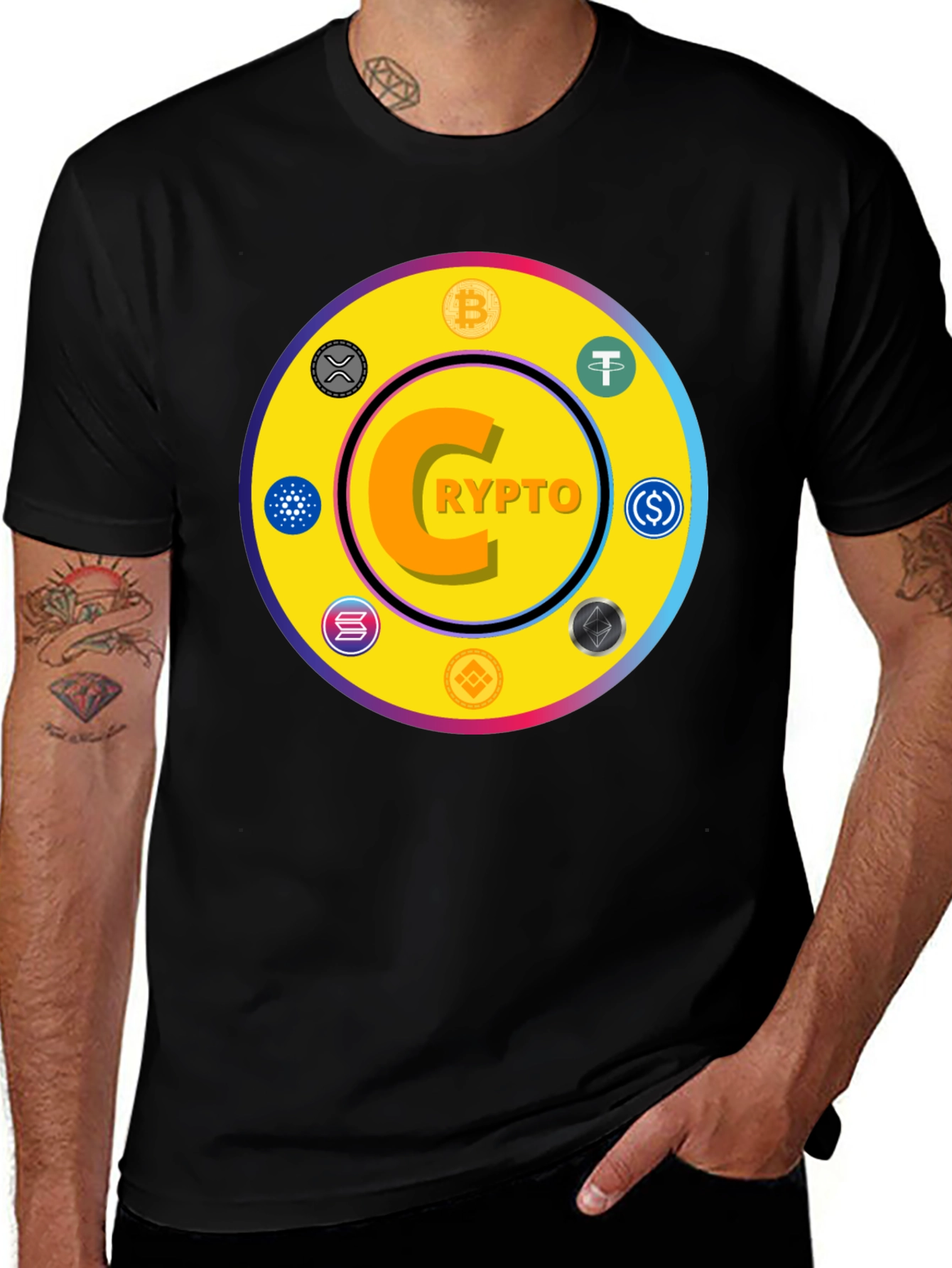 Variant 12 of Crypto Currency T-Shirt - Black Cotton Blend