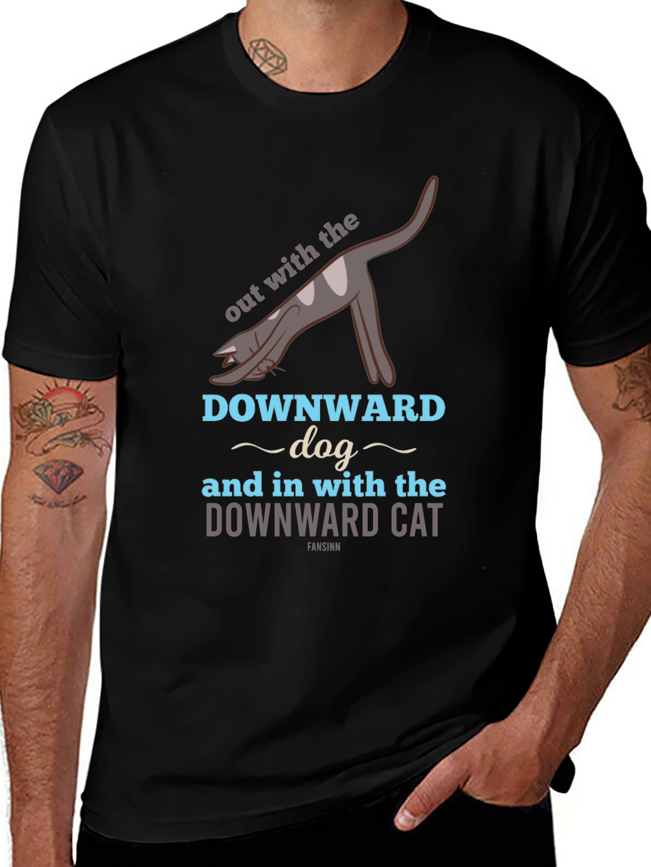 Variant 18 of Downward Cat T-Shirt - Yoga Inspired Funny Tee