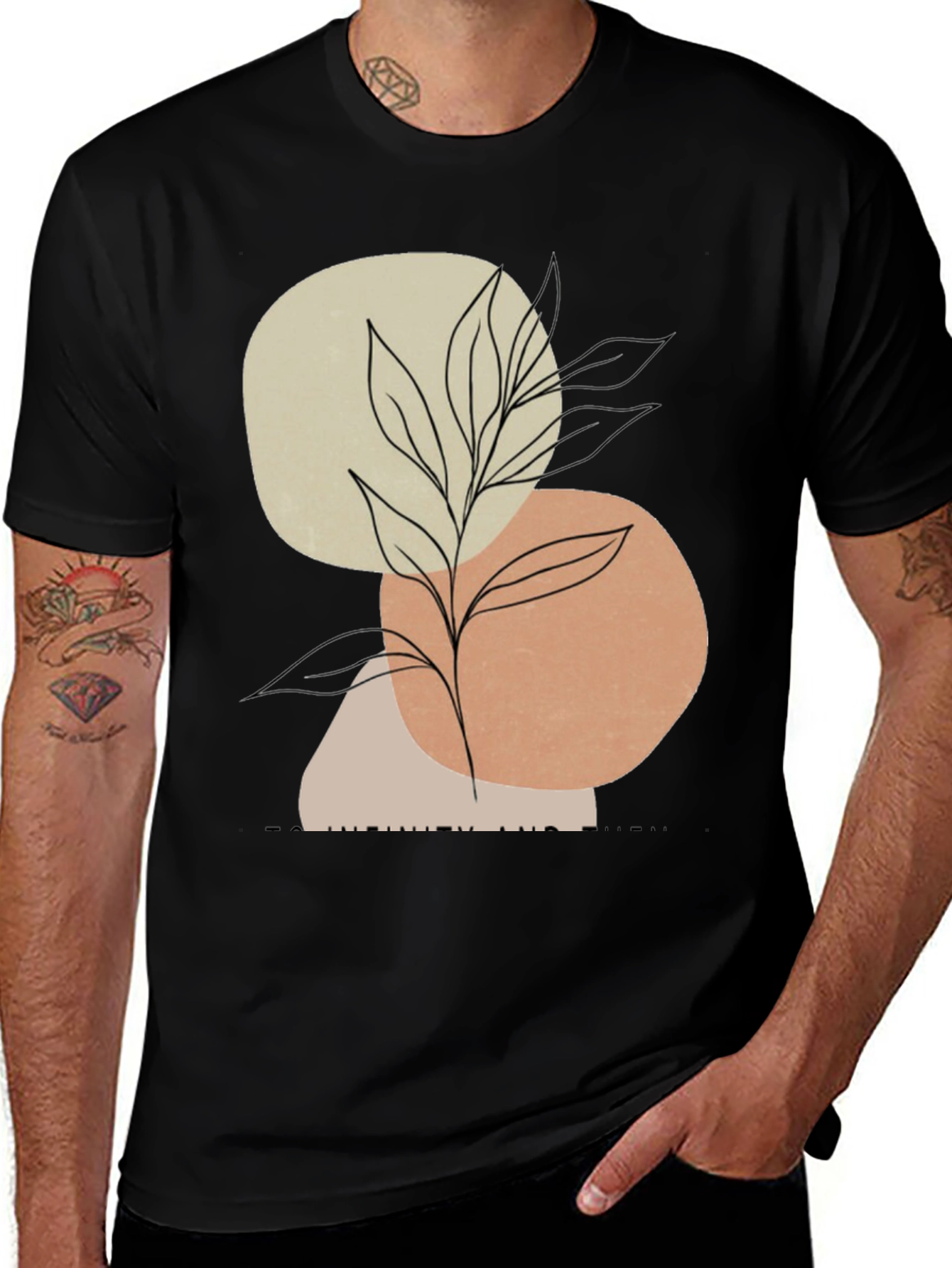 Black Abstract Art Plant Graphic Men's T-Shirt main image