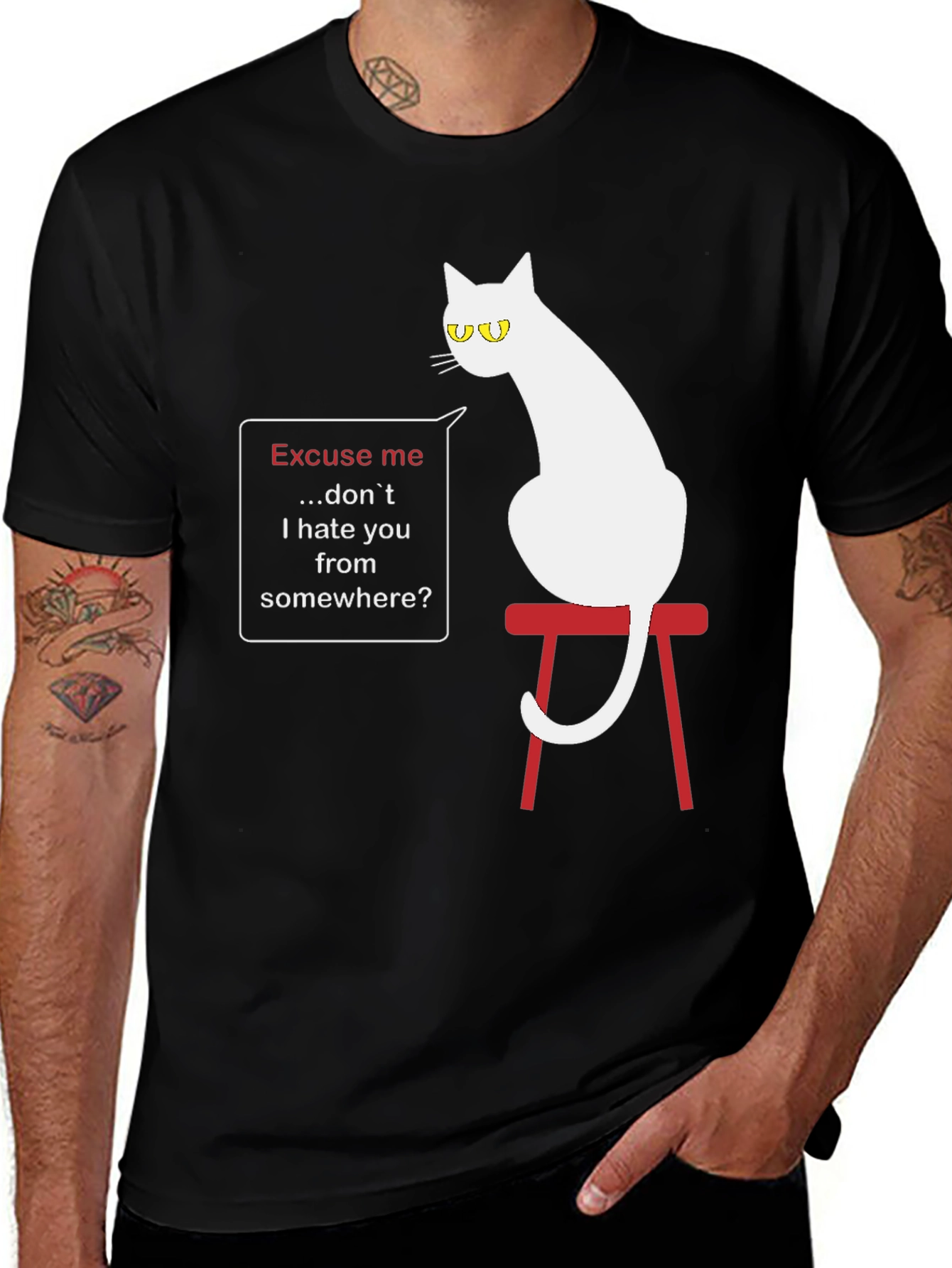 Variant 28 of Sarcastic Cat Graphic T-Shirt - Unisex Black Tee