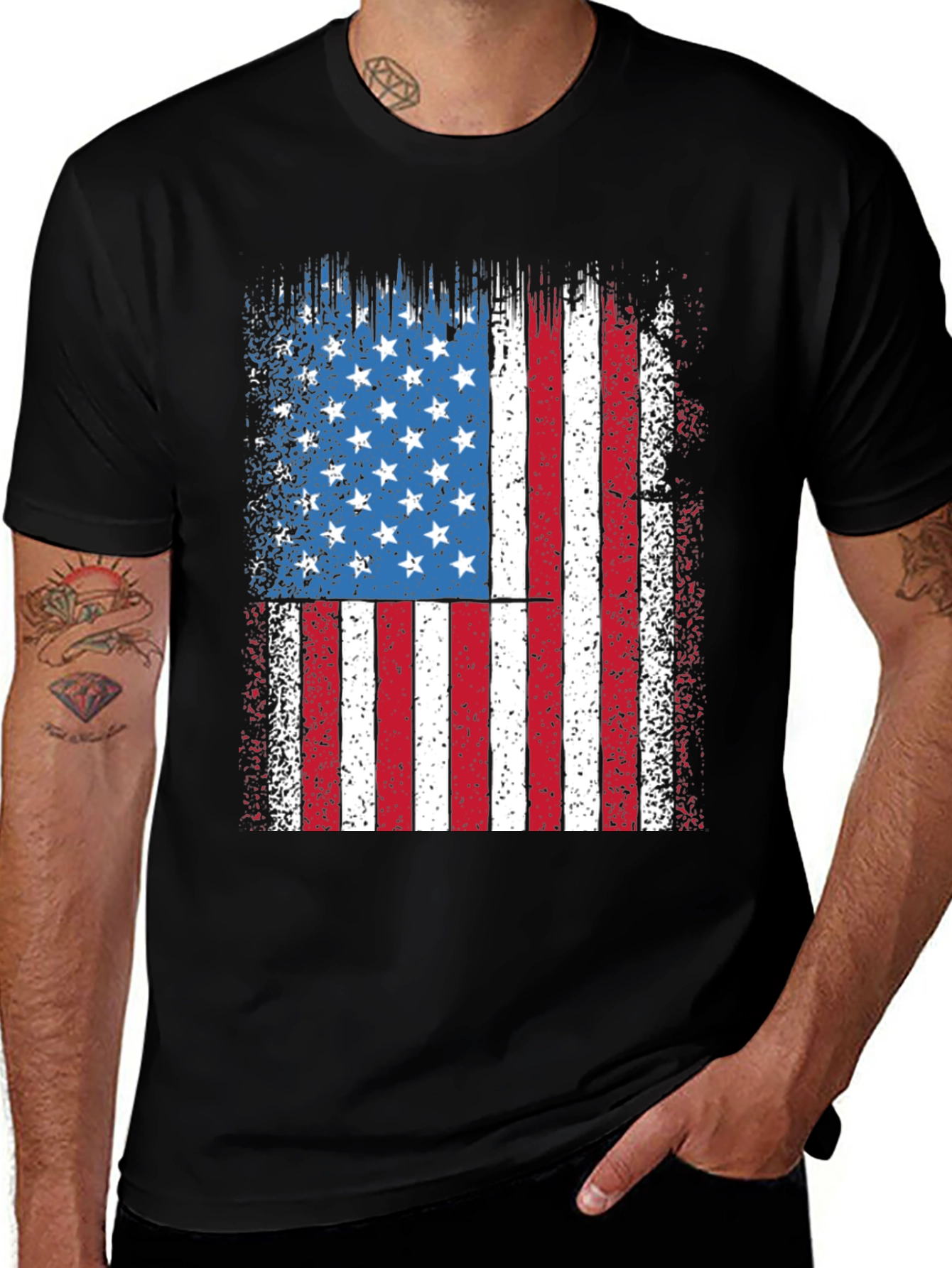Variant 3 of American Flag Distressed Graphic Tee