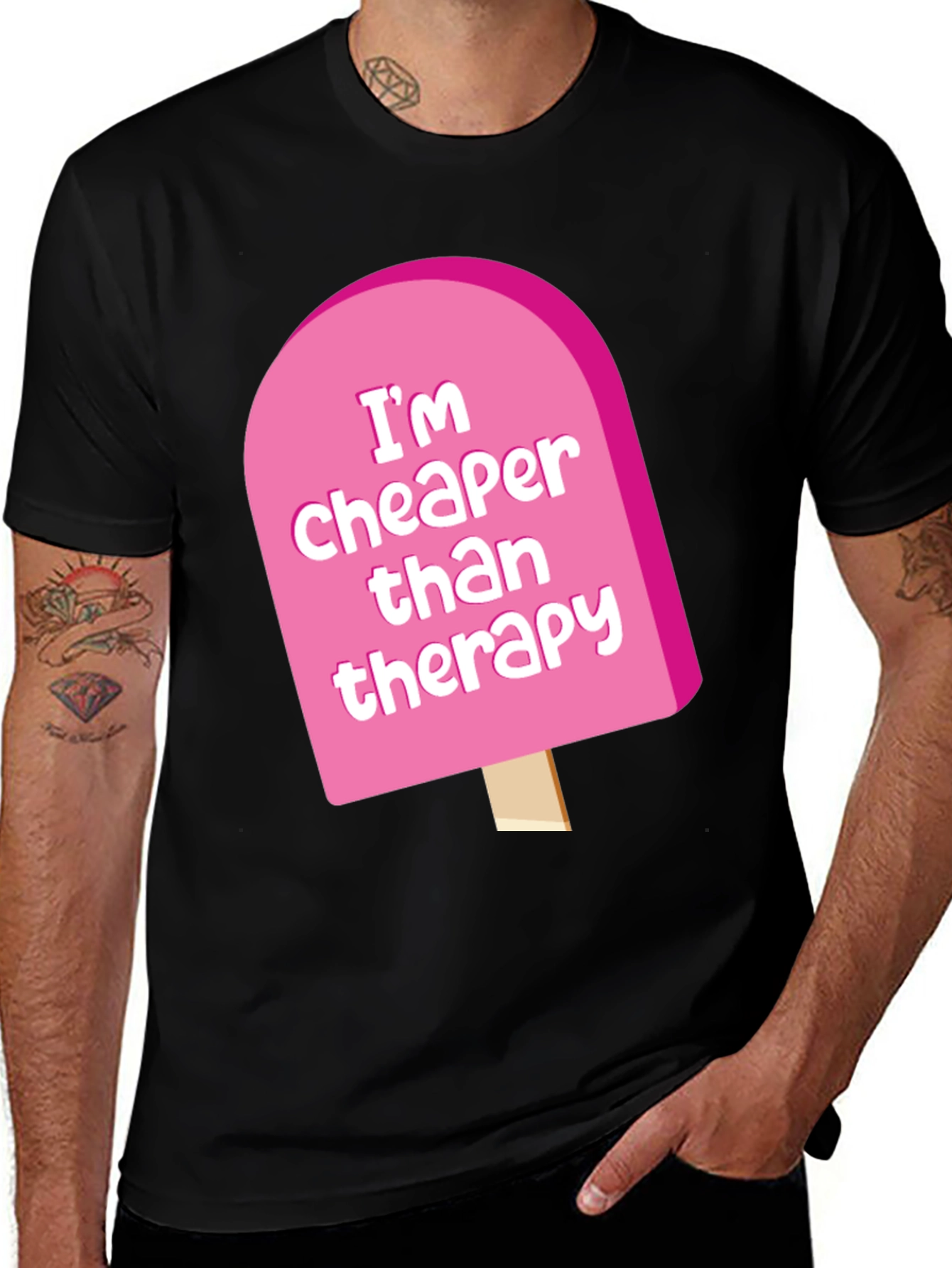 Cheaper Than Therapy Novelty Graphic T-Shirt