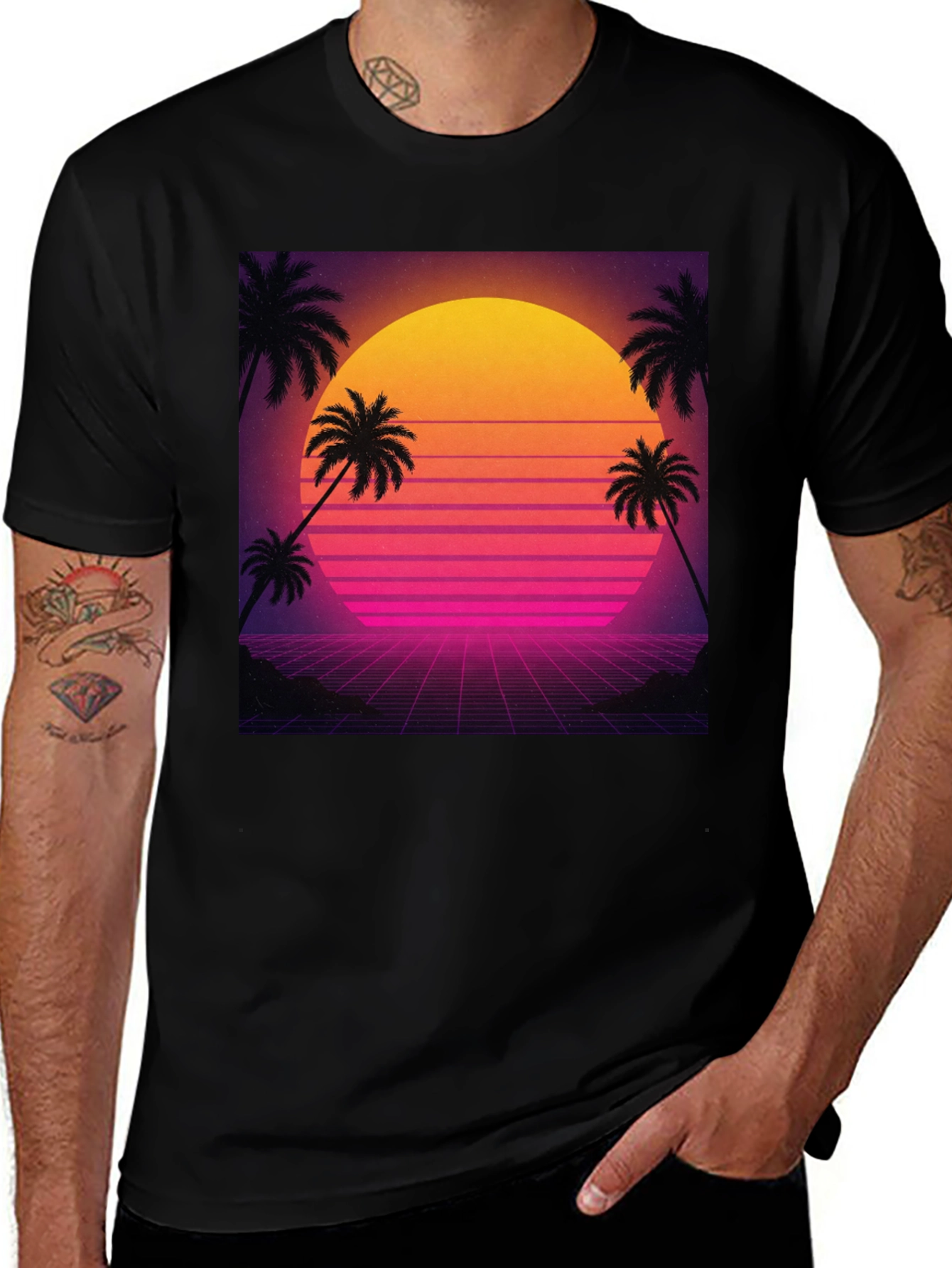 Variant 21 of Retro Sunset Palm Tree T-Shirt - 80s Graphic Tee