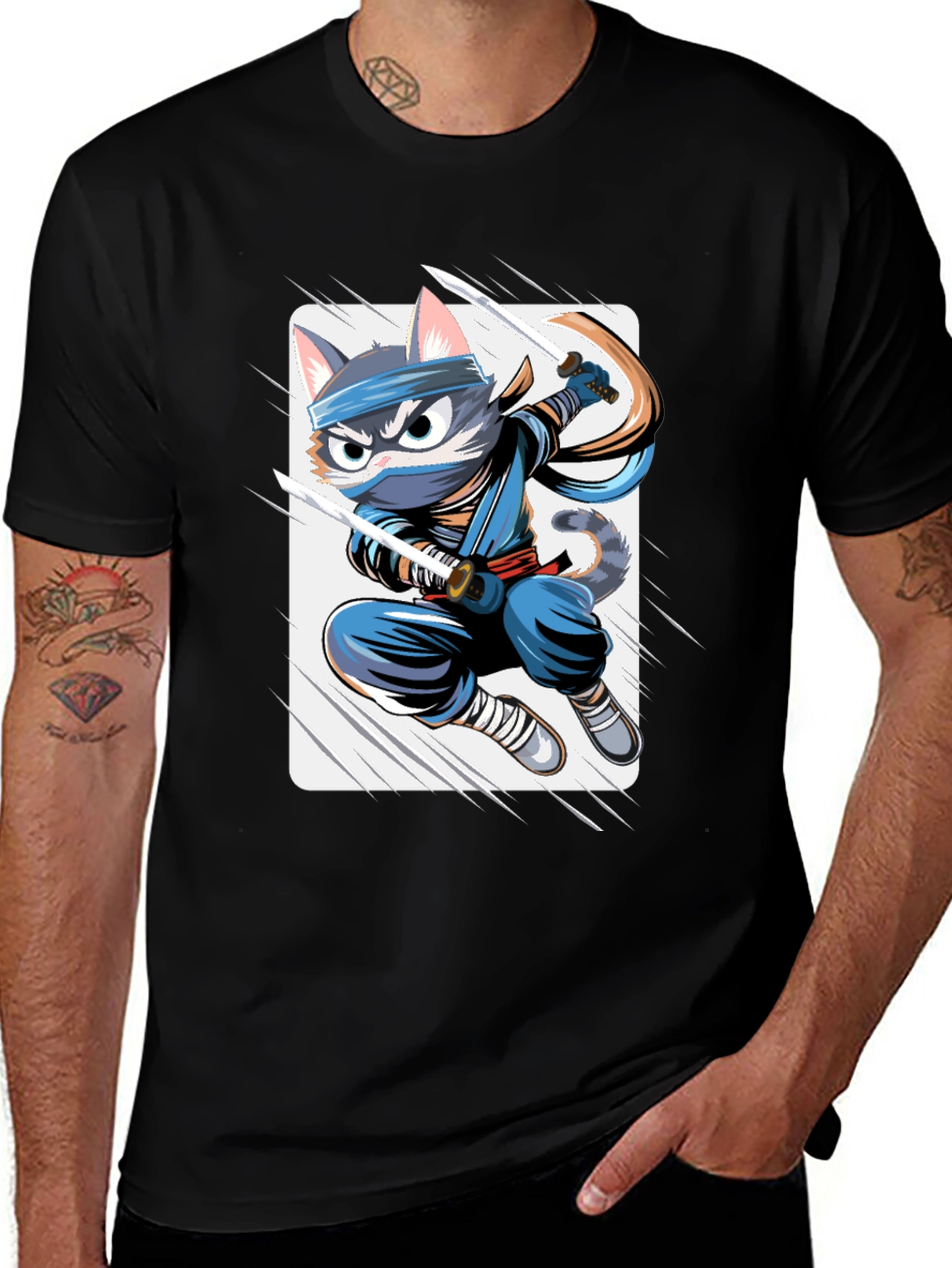 Variant 4 of Ninja Cat T-Shirt - Stealthy & Stylish!