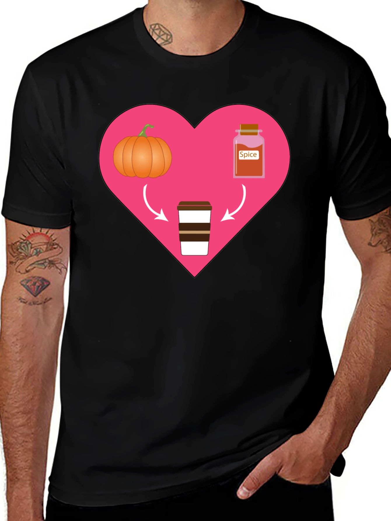 Pumpkin Spice Latte Heart Graphic Tee - Fall Favorite Shirt