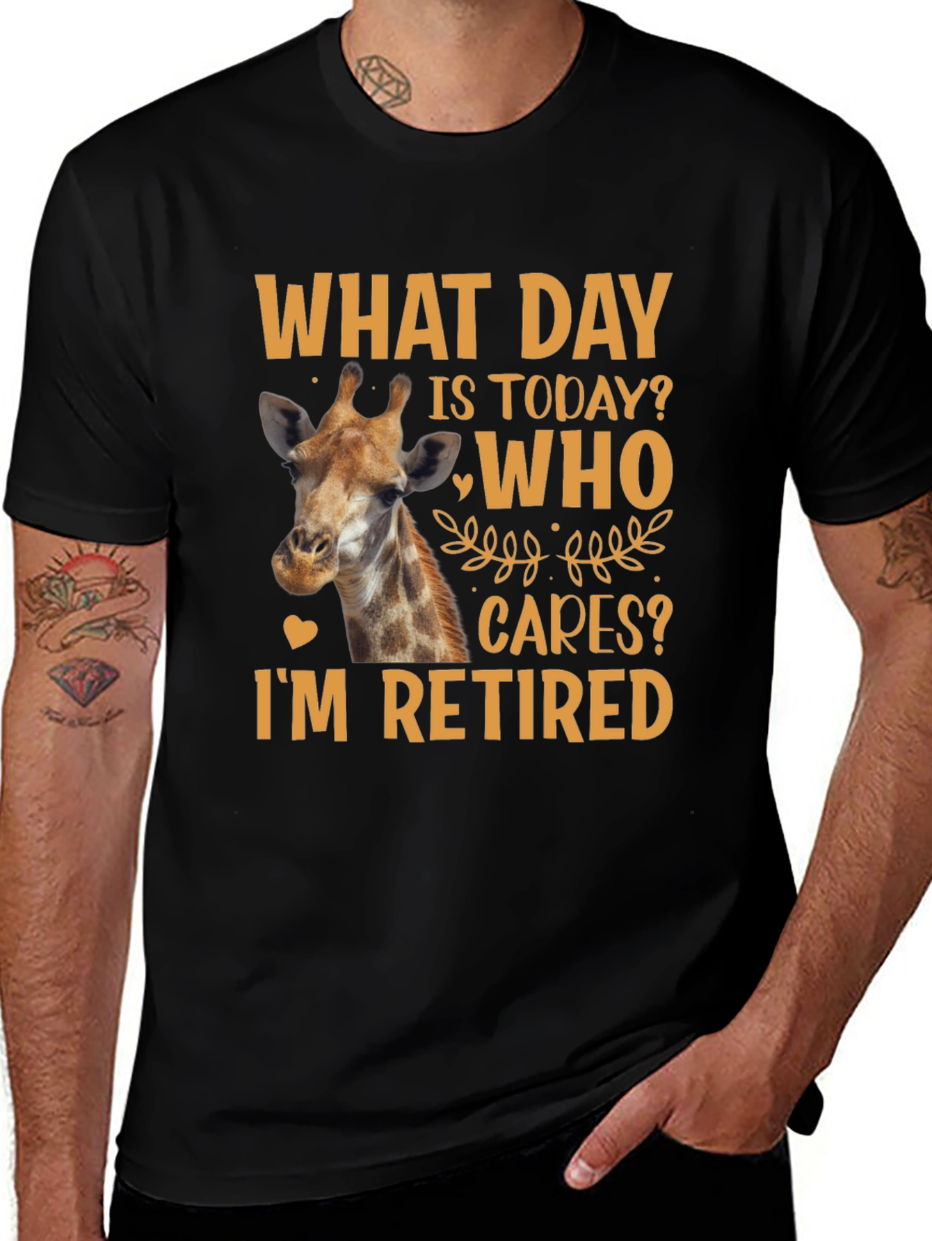 Variant 29 of Retired Giraffe T-Shirt: What Day Is Today?