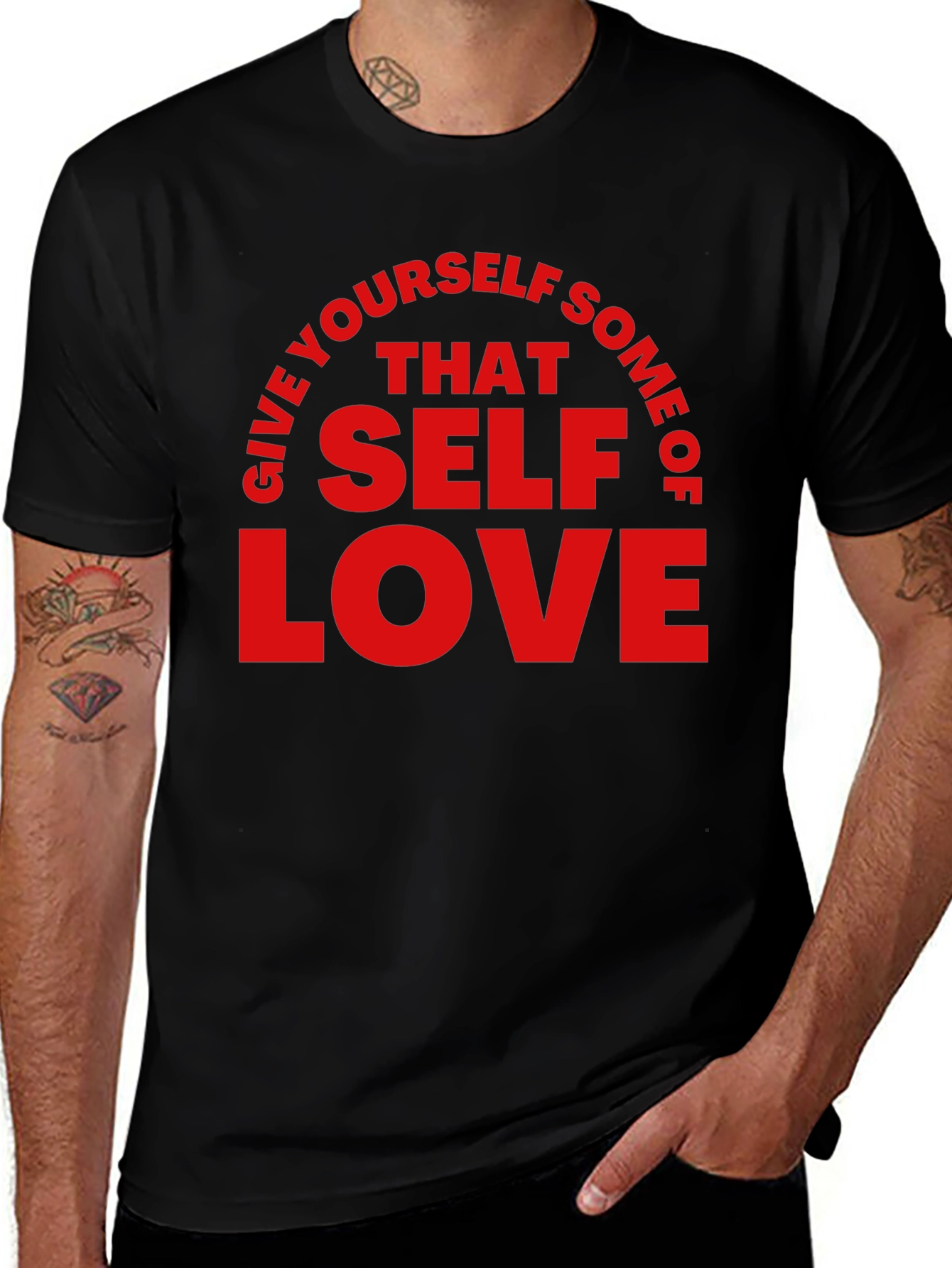 Variant 2 of Self Love T-Shirt - Motivational Black Tee