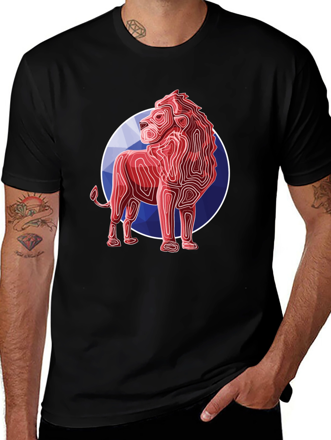 Variant 10 of Geometric Lion Graphic Tee - Modern Style