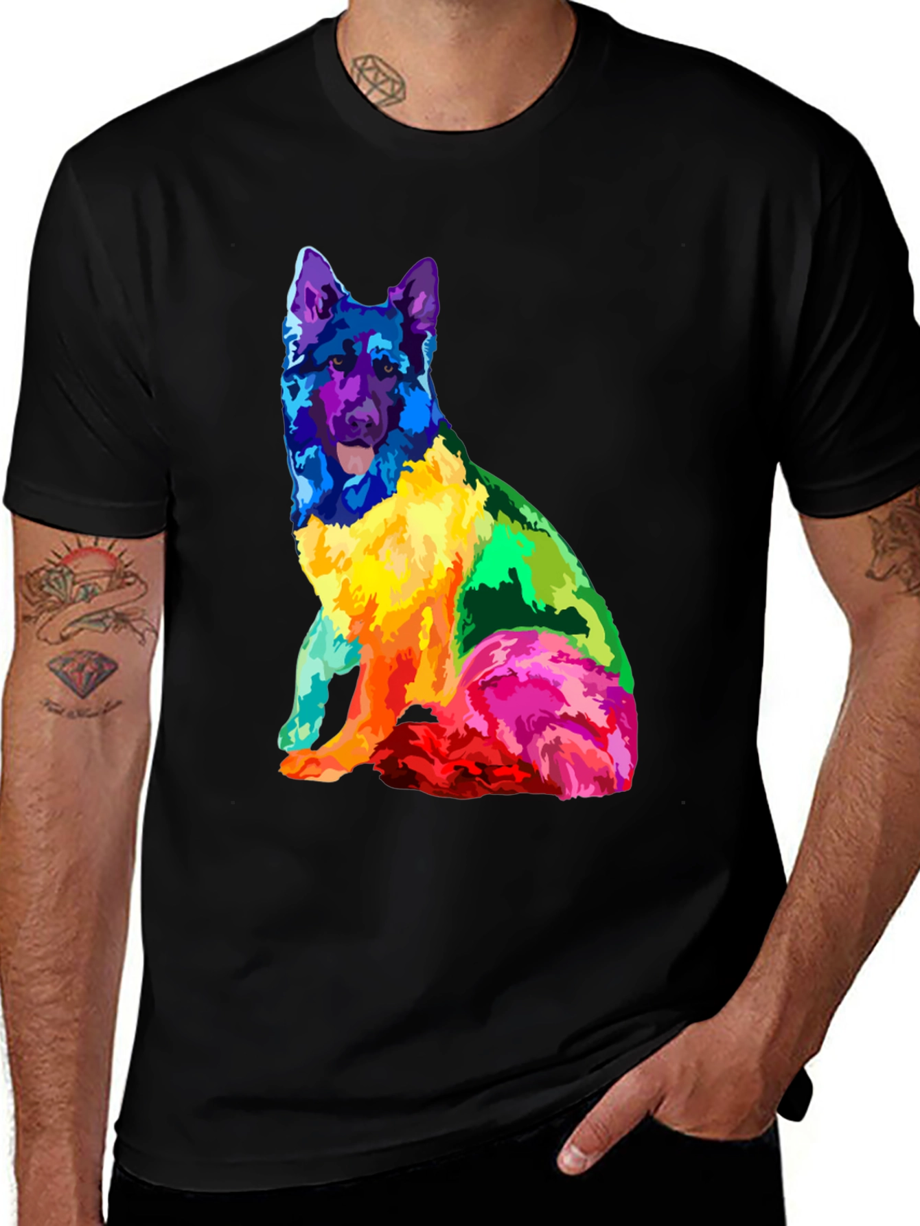 Variant 10 of Colorful German Shepherd Graphic T-Shirt