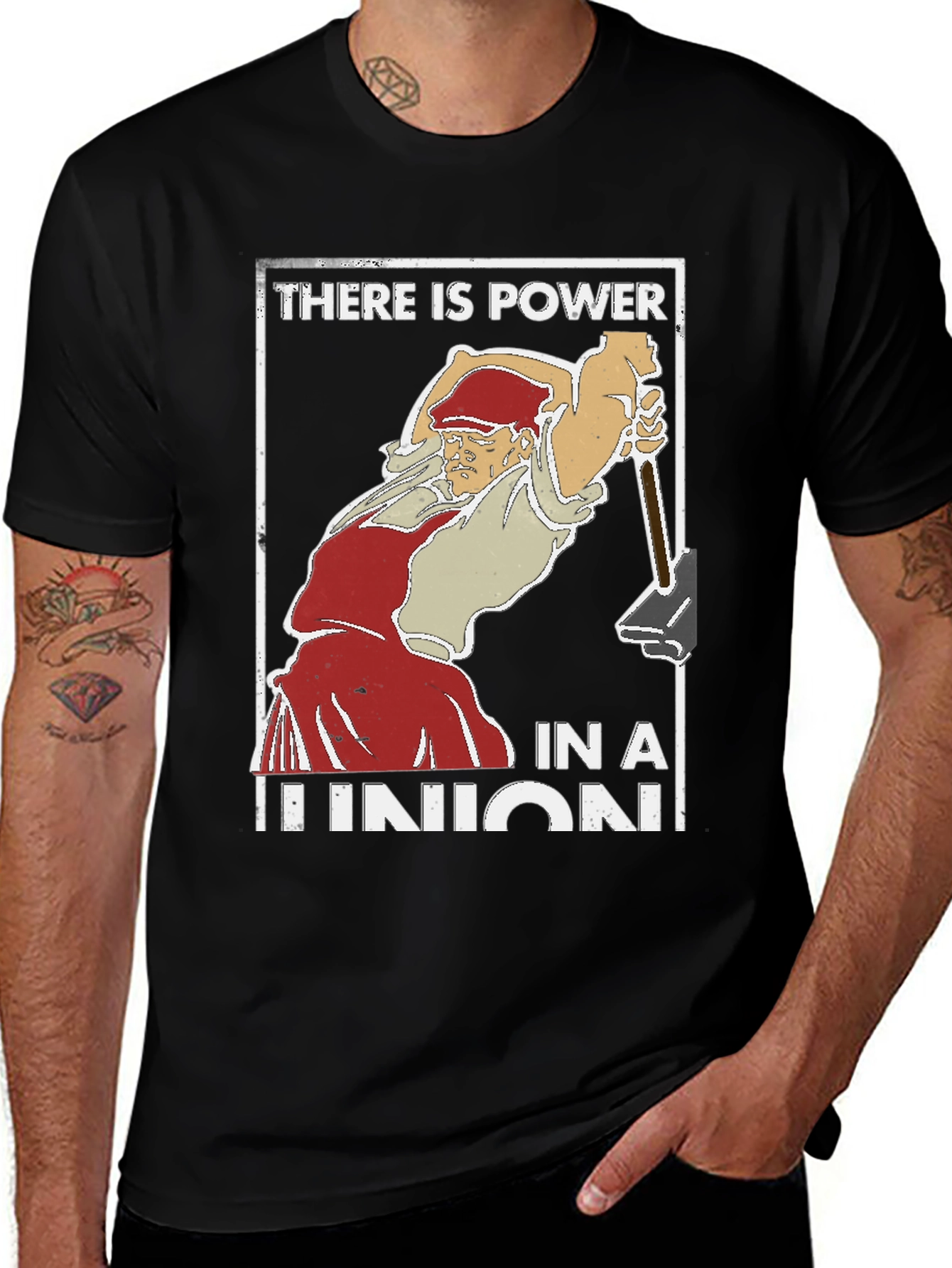 Black Union Power T-Shirt - Worker's Rights Tee main image