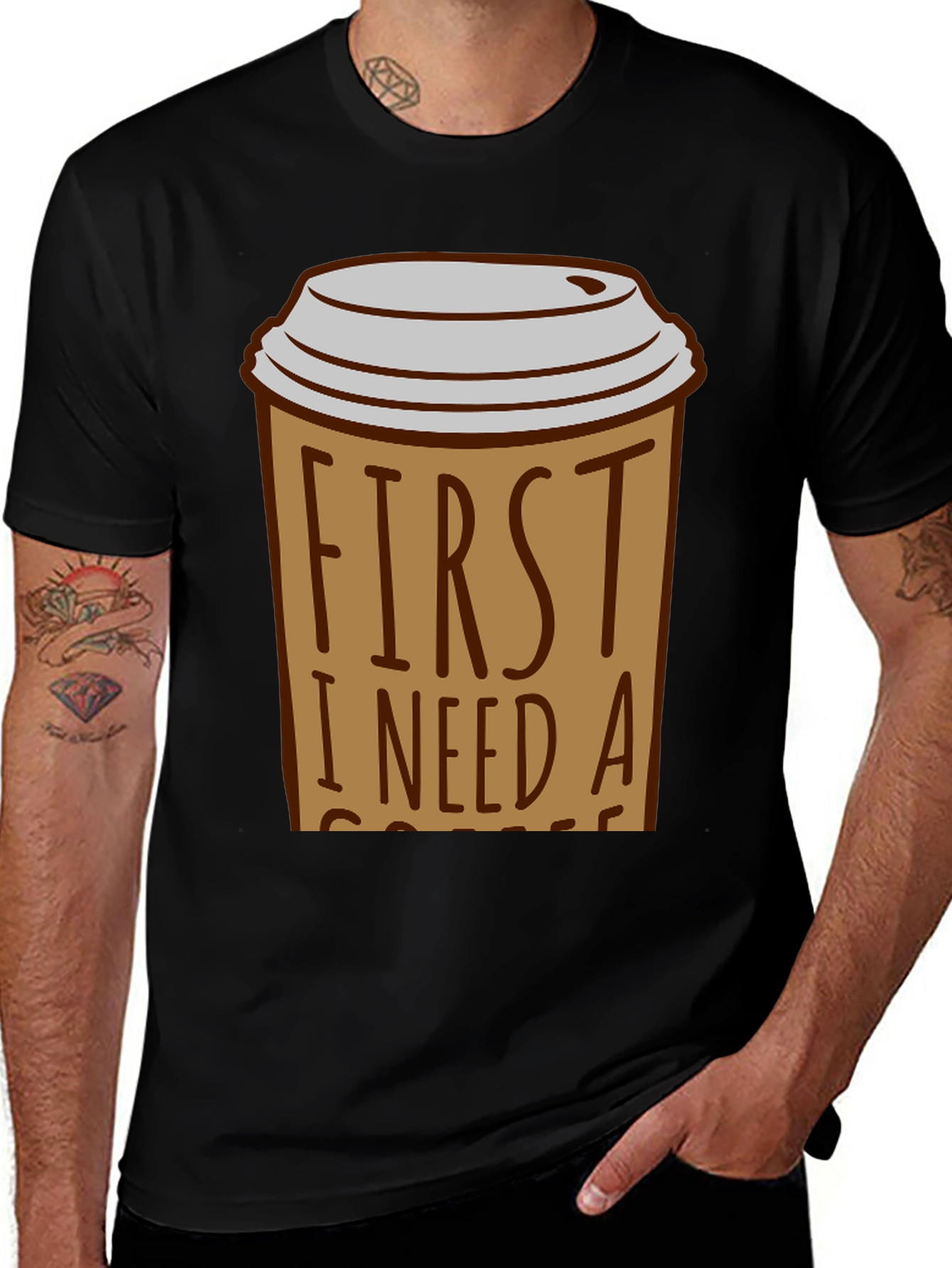 Variant 16 of First I Need A Coffee Graphic Tee - Soft Cotton Comfort