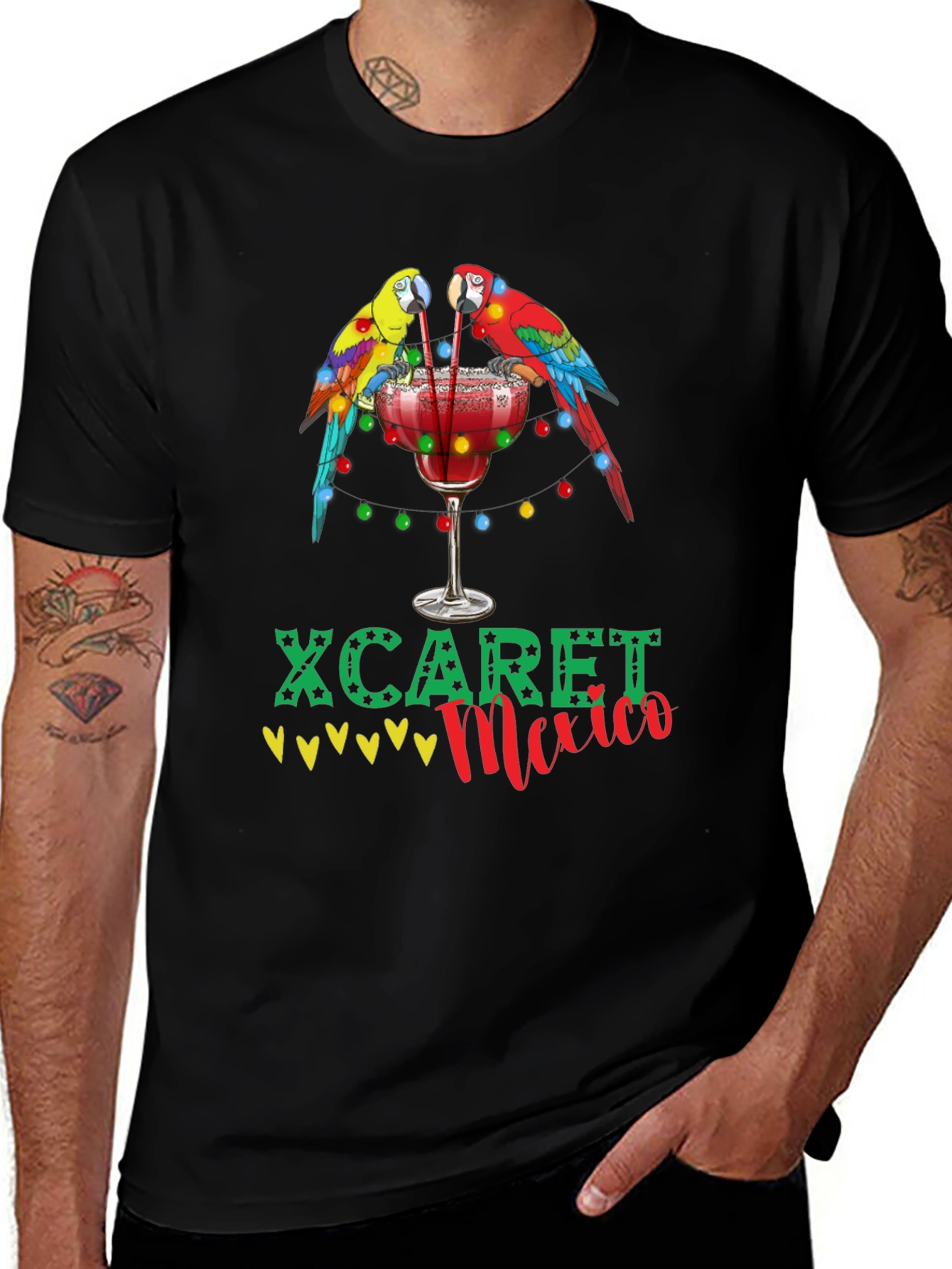 Variant 10 of Xcaret Mexico Parrot Margarita Graphic Tee