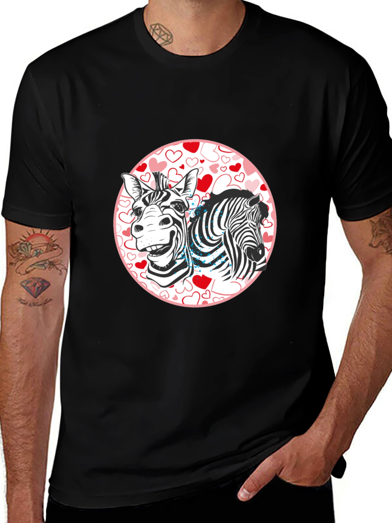 Variant 9 of Zebra Love T-Shirt - Men's Black Tee