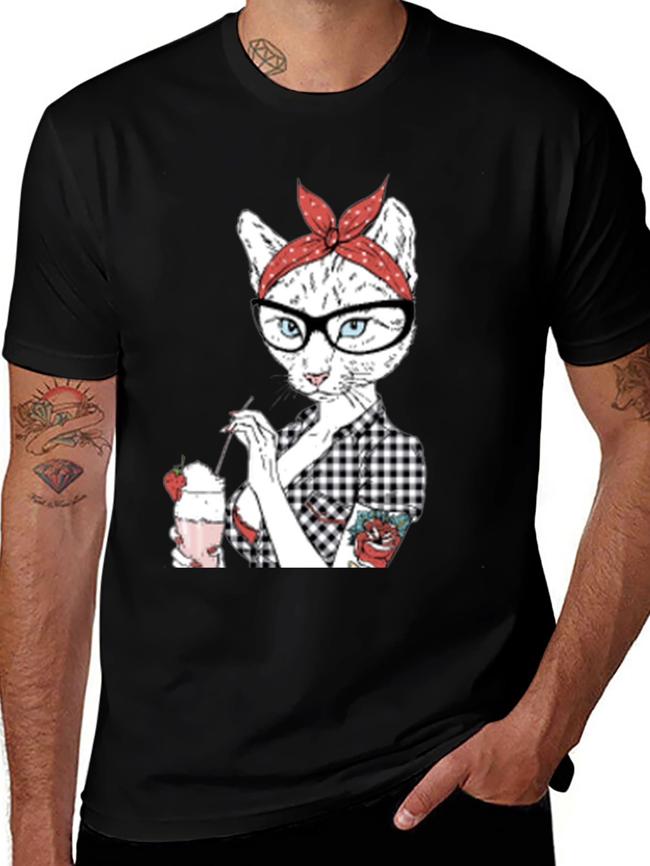 Variant 18 of Retro Cat T-Shirt - Milkshake Design