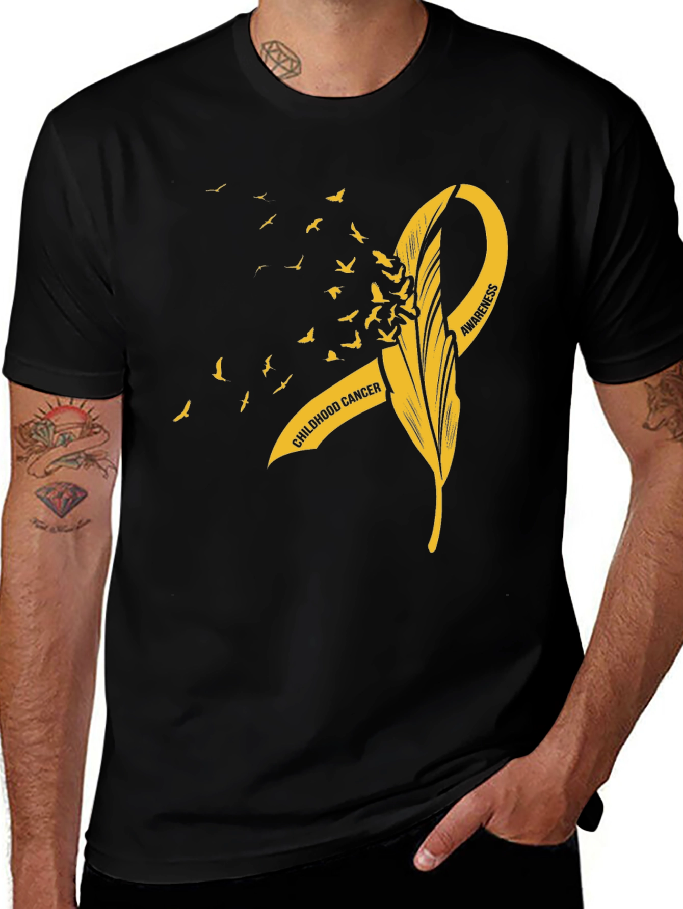 Variant 14 of Childhood Cancer Awareness T-Shirt - Gold Ribbon