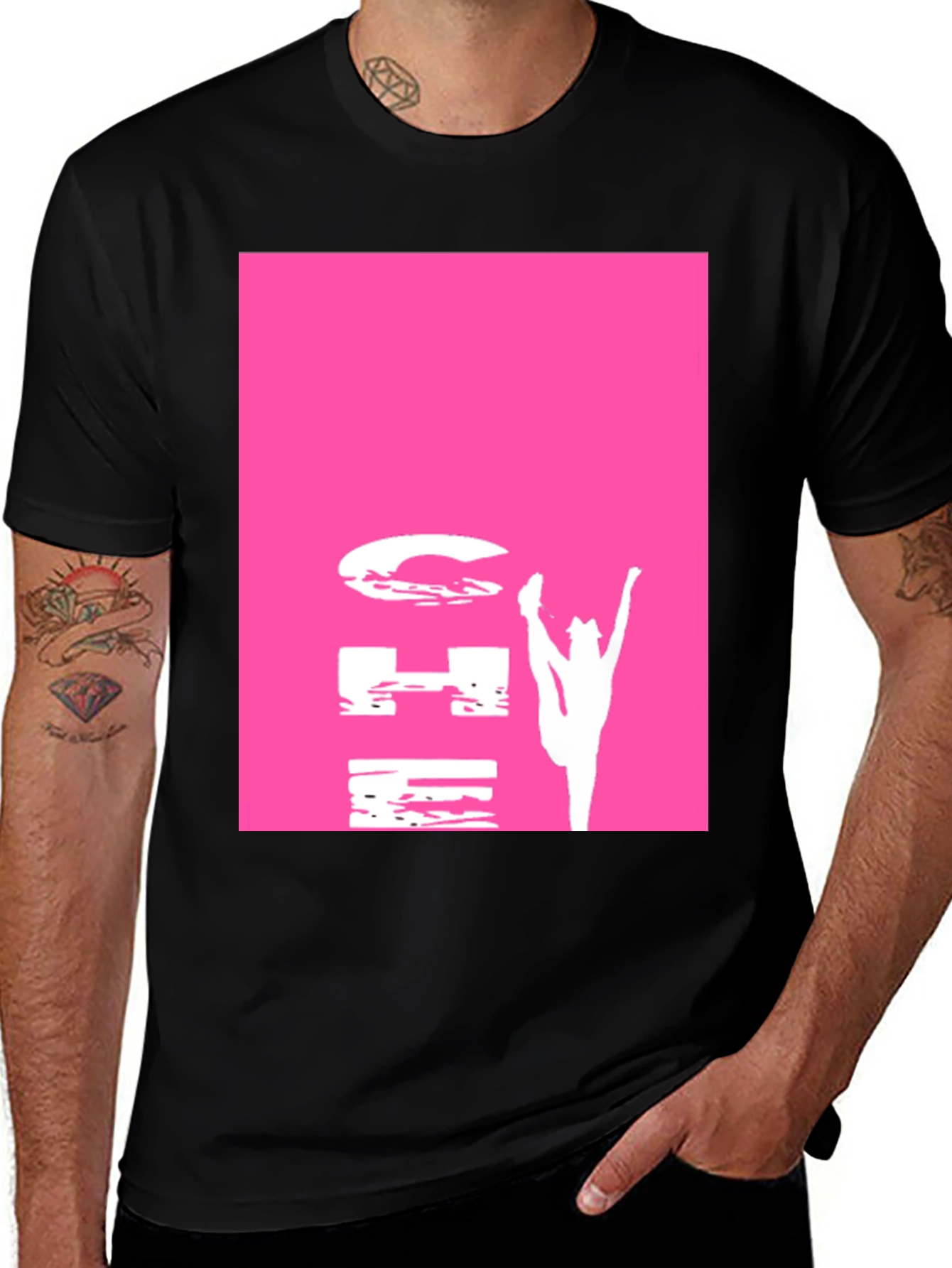 Variant 24 of Gymnastics Pink Graphic Black T-Shirt